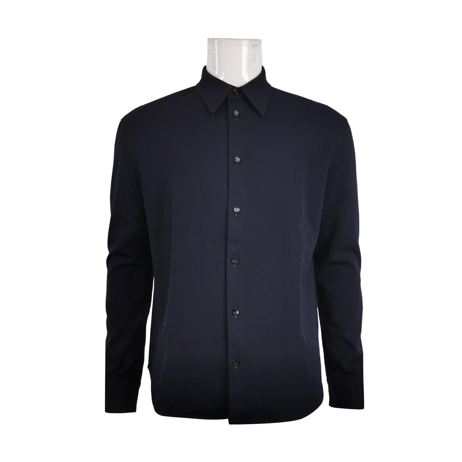 Bottega Veneta Bottega Veneta Navy Wool Blend Button Up Shirt 48 Size US M / EU 48-50 / 2 - 1 Thumbnail