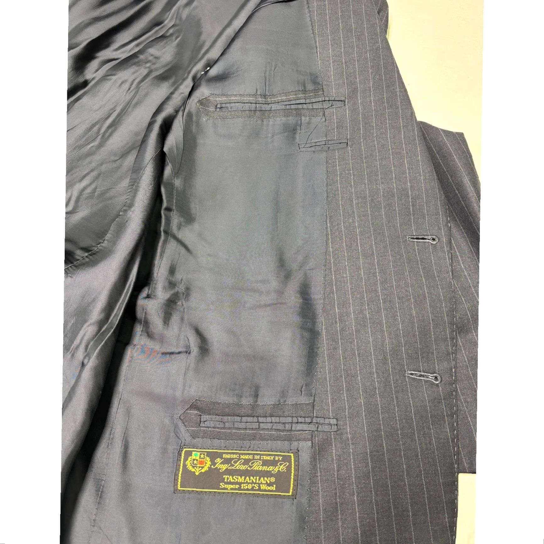Loro Piana Hickey Freeman Blazer Loro Piana Super 150s Wool Pinstripe 42L Charcoal Size 42R - 6 Thumbnail