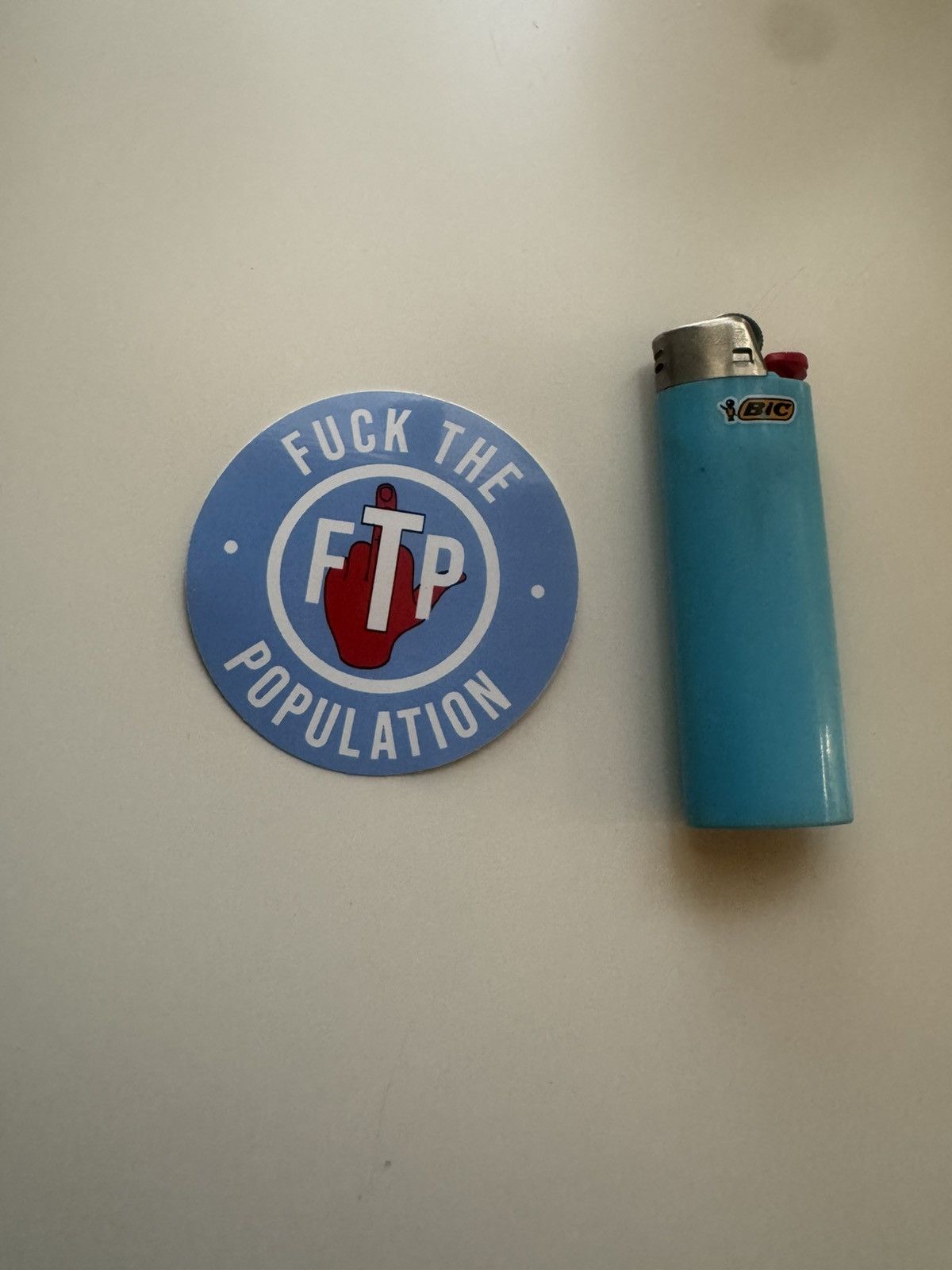Fuck The Population FTP Middle Finger Badge Logo Sticker Size ONE SIZE - 5 Thumbnail