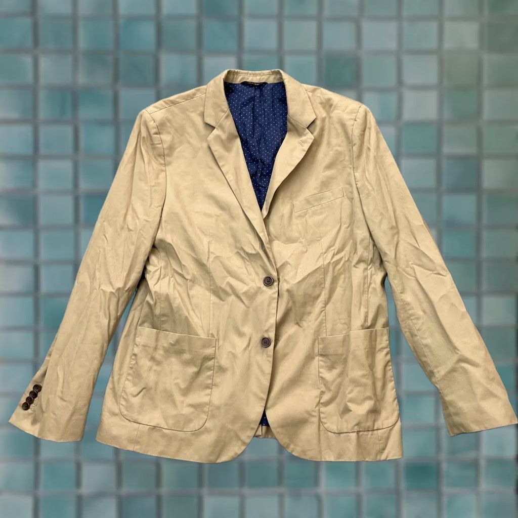 Banana Republic Banana Republic Jacket Mens 46 Beige 46R Blazer Coat Tailored Slim Polka Dot Lined Size 46R - 1 Thumbnail