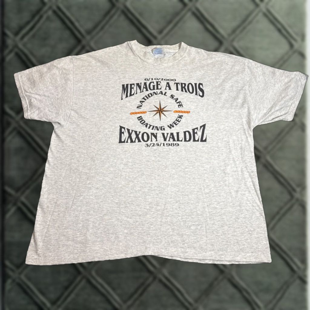 Hanes VINTAGE Exxon Valdez Oil Spill T-Shirt Hanes Gray XL Men Ménage A Trois Boating Safety 2000 Size US XL / EU 56 / 4 - 1 Thumbnail