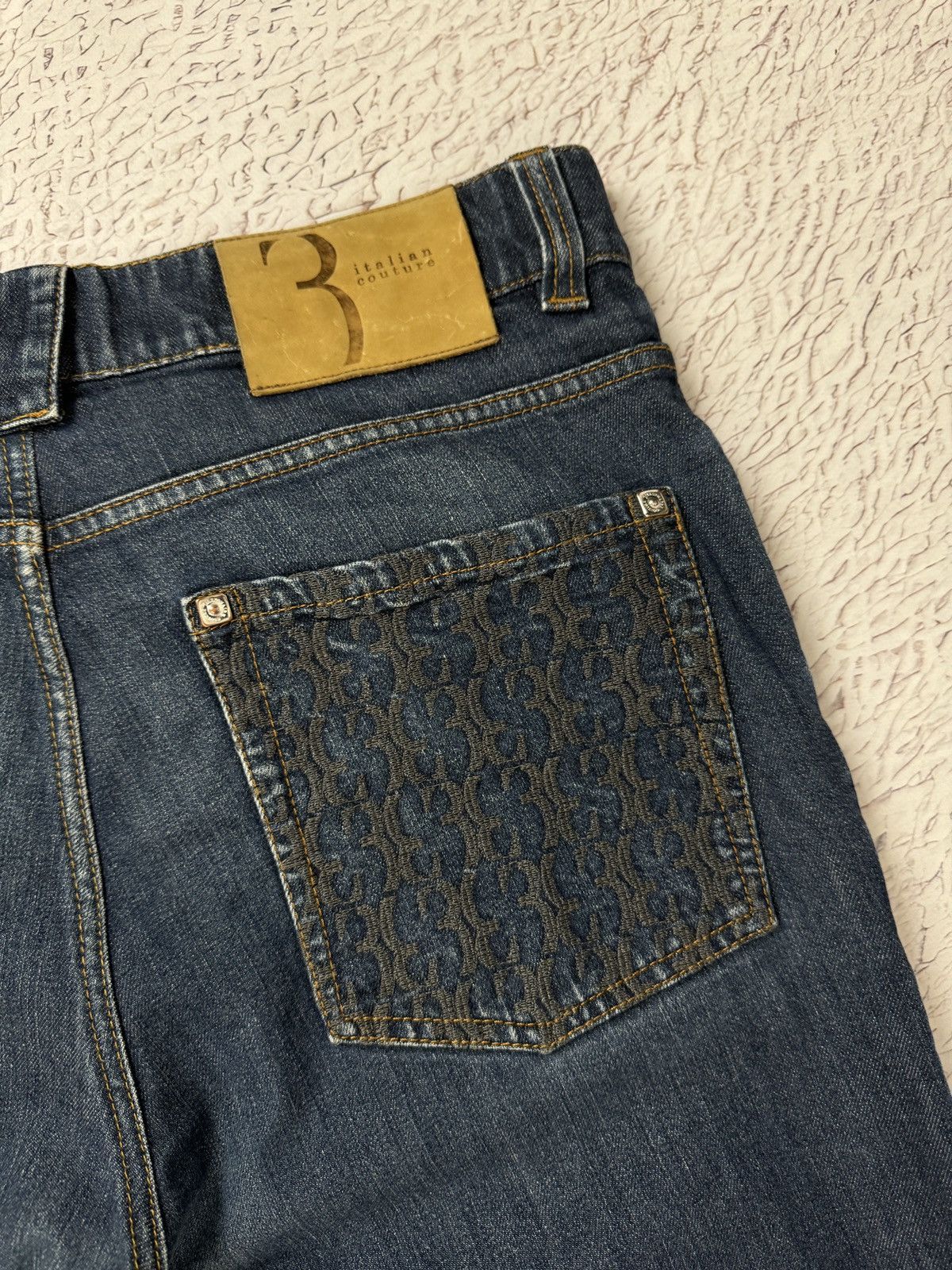 Billionaire Couture Billionaire Couture embroidered multilogo indigo jeans Size US 34 / EU 50 - 8 Thumbnail