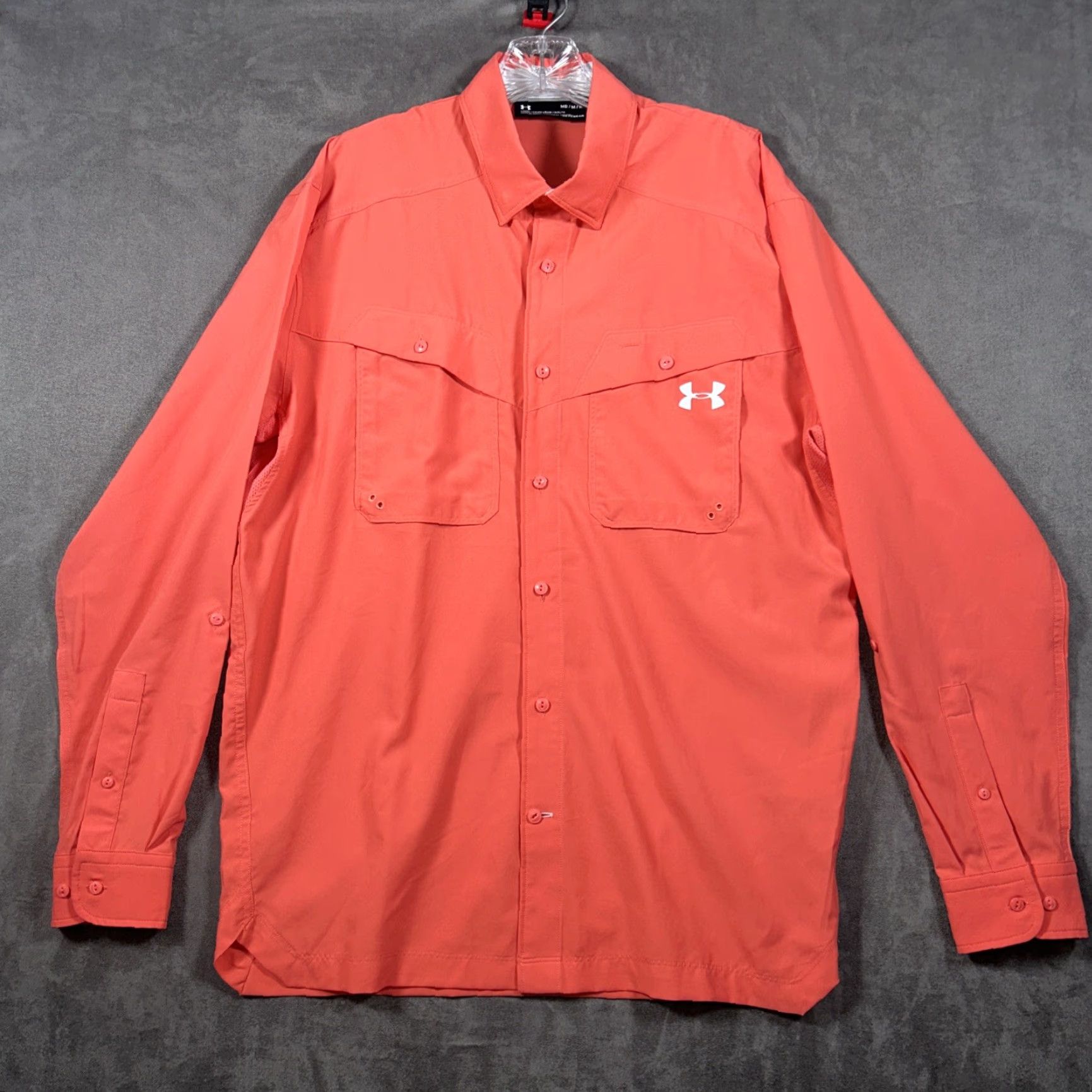 Under Armour Under Armour Shirt Button-Up Mens M HeatGear Breather Lightweight Pockets Pink Collared Long Sleeve Vintage No Size US M / EU 48-50 / 2 - 2 Thumbnail