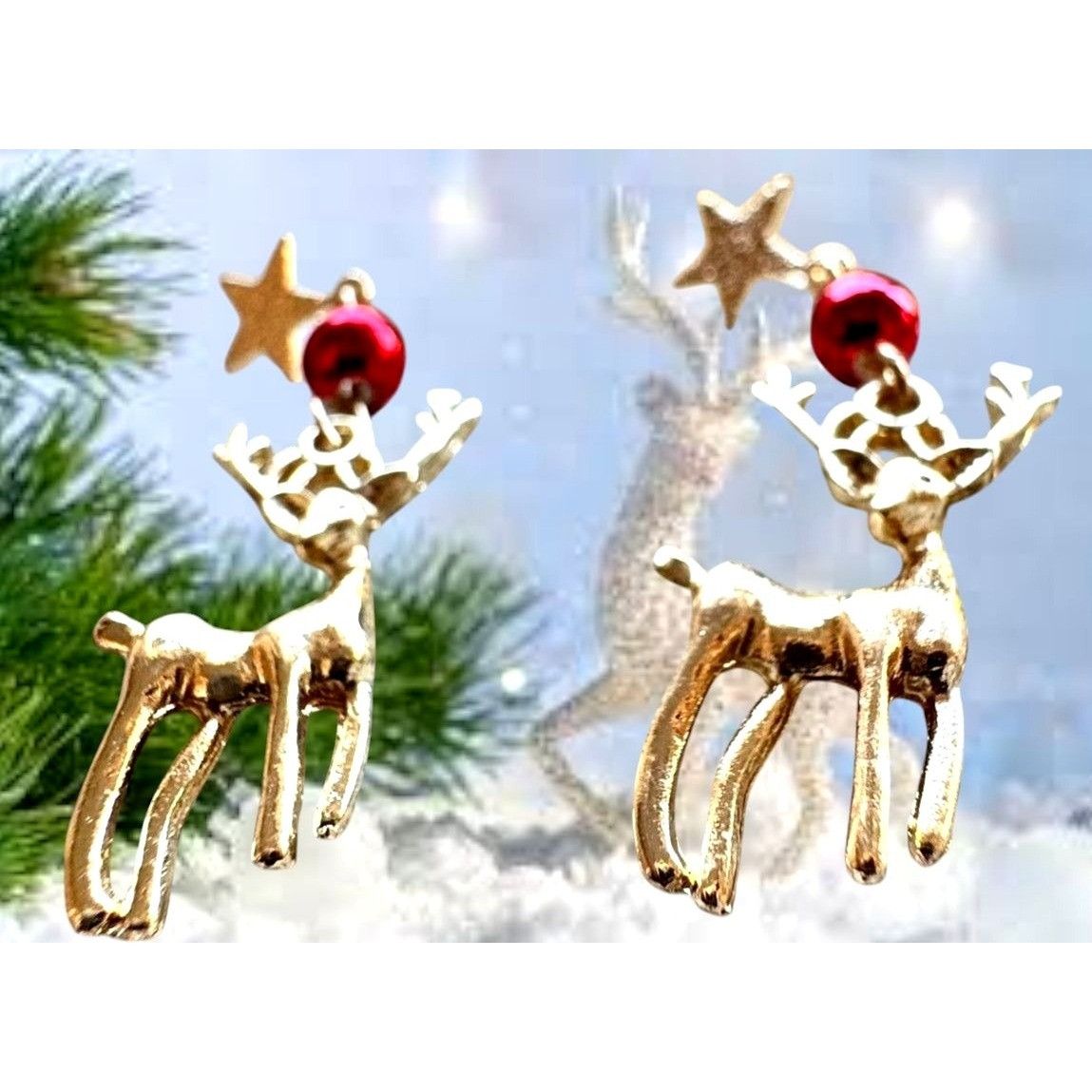 Handmade Reindeer Earrings Rudolph New Festive Christmas Eve Party St Size ONE SIZE - 8 Thumbnail