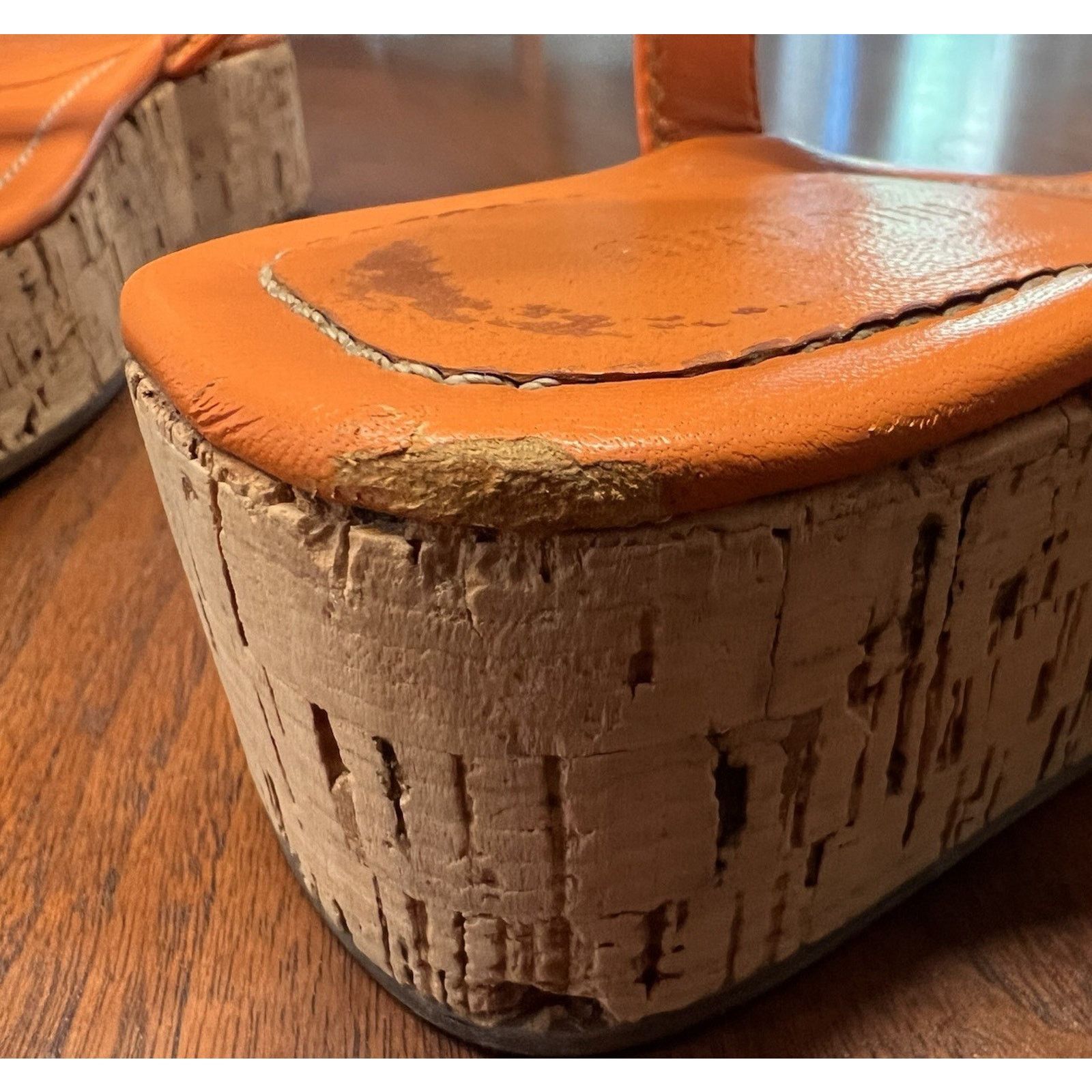 Miu Miu Miu Miu Orange / Teal 2” Cork Wedge Sz 5.5 Ankle Buckle Size US 5.5 / IT 35.5 - 7 Thumbnail
