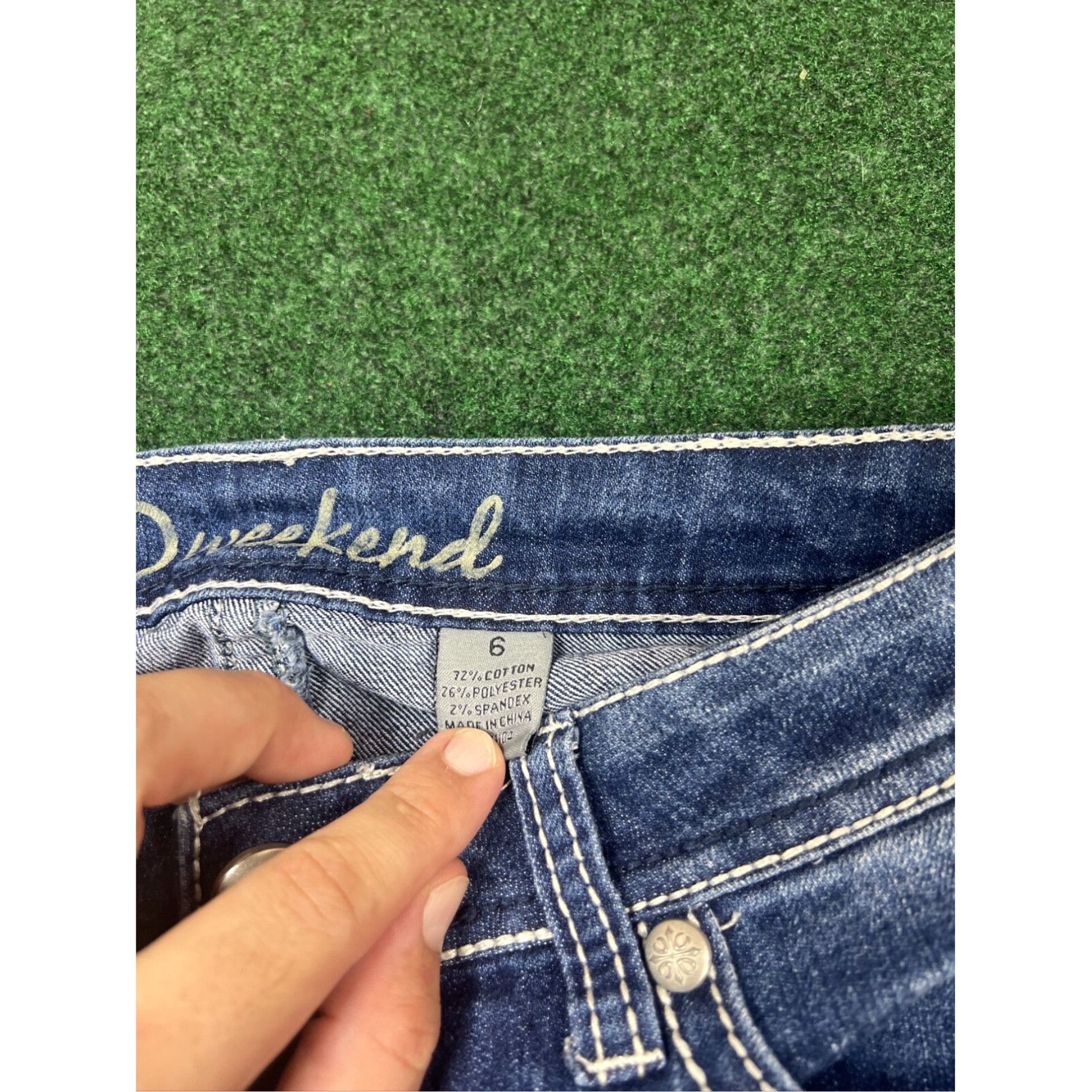 Vintage ND Weekend Jeans Womens 6 Mid Rise Capri Cuffed Pockets Wash Blue Denim 28x19 Size 28" / US 6 / IT 42 - 4 Thumbnail