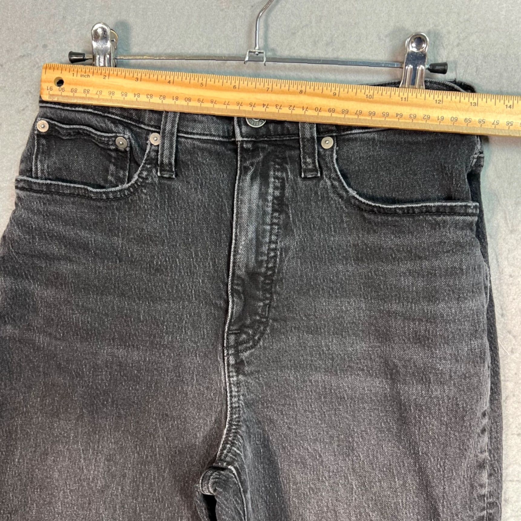 Madewell VINTAGE Madewell Balloon Jeans High-Rise Washed Black Denim Frayed Hem Womens 26T Tall 28in Inseam Size 26" / US 2 / IT 38 - 6 Thumbnail