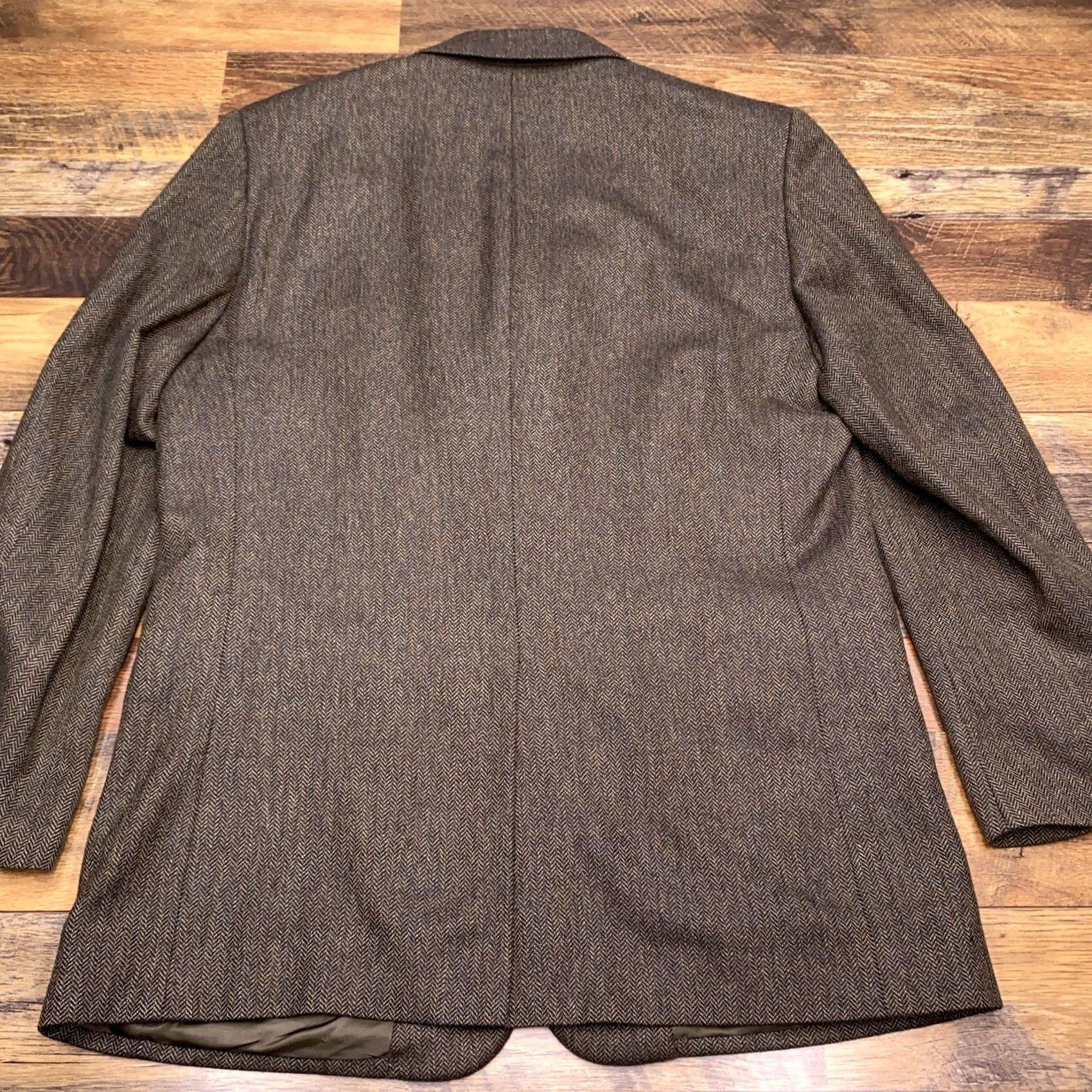 Jos. A. Bank Jos. A. Bank Sport Coat Mens 44R Green Herringbone Wool Blazer Size 44R - 2 Thumbnail