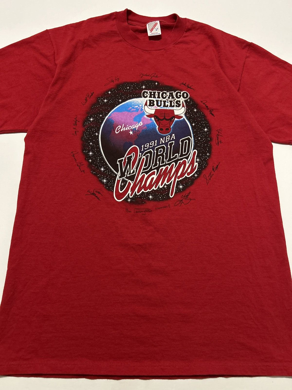 Jerzees Vintage 1991 Chicago Bulls NBA World Champs Tshirt Size US L / EU 52-54 / 3 - 1 Thumbnail