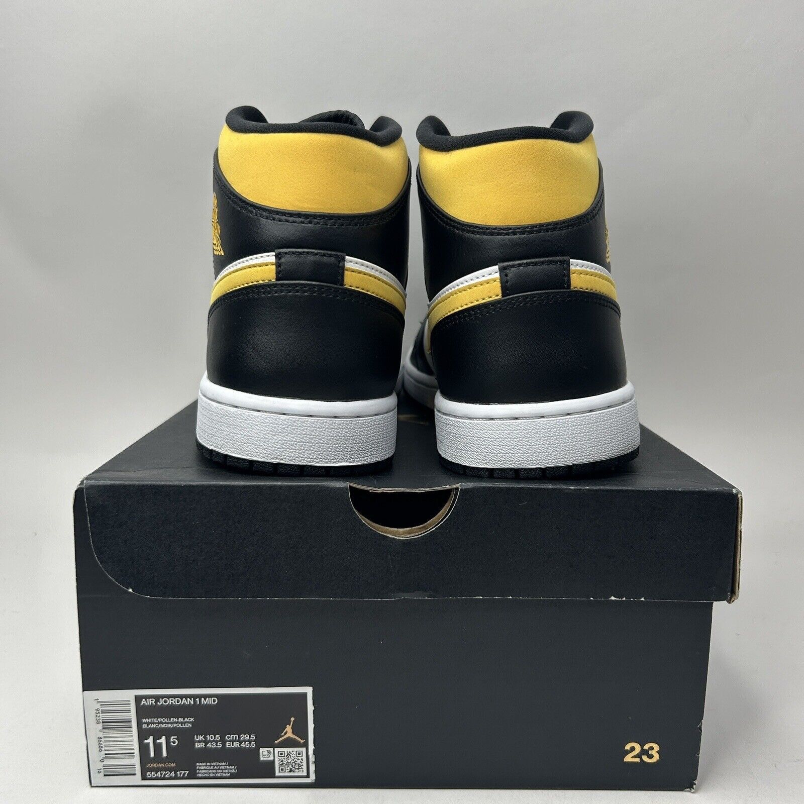 Nike Nike Air Jordan 1 Retro Mid “Pollen/Black University Gold” Size US 11.5 / EU 44-45 - 4 Thumbnail