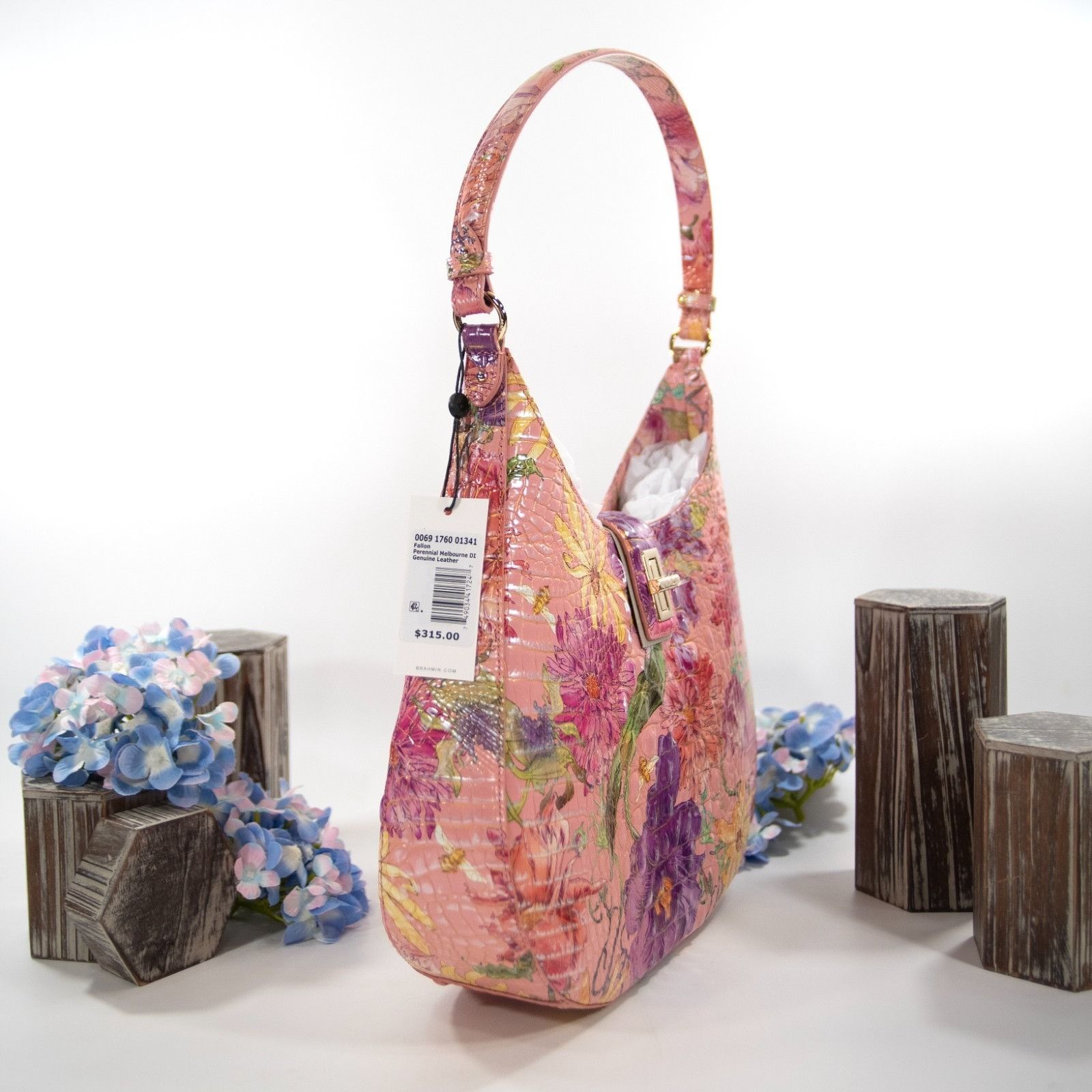 BRAHMIN Brahmin Fallon Perennial Melbourne DI Leather Floral Hobo Sh Size ONE SIZE - 5 Thumbnail