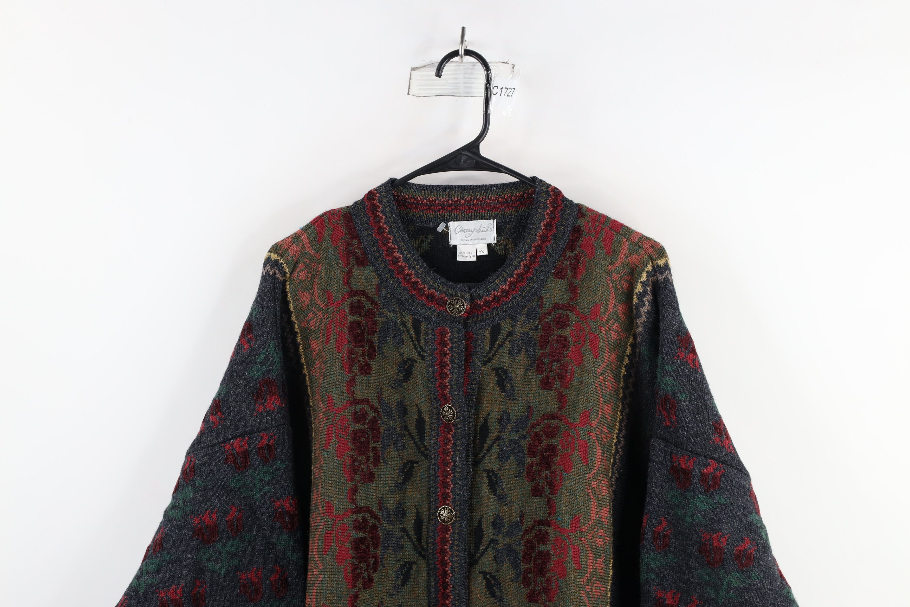 Vintage Vintage 90s Streetwear Knit Flower Tapestry Cardigan Sweater Size 3XL / US 20-22 - 2 Thumbnail
