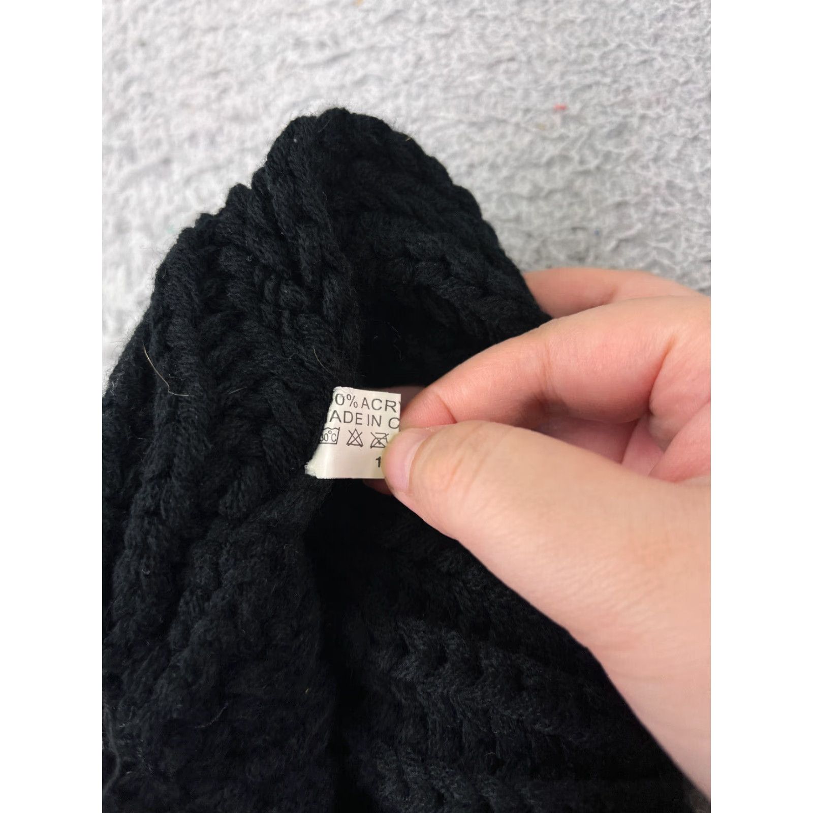Vintage Beanie Toque Womens One Size Black Double Knit Acrylic Winter Snow Ski Pom Beanie Womens Ski Theme Accessories Winter Size ONE SIZE - 7 Thumbnail