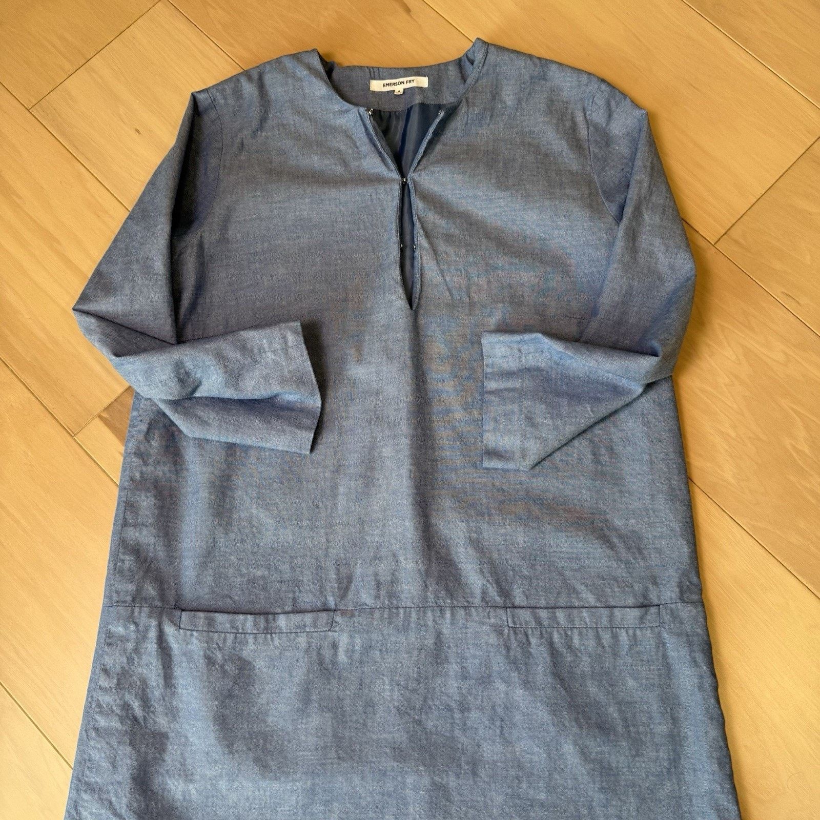 Emerson Fry Emerson Fry Chambray Mod Dress Women's Small Blue V Neck Size S / US 4 / IT 40 - 5 Thumbnail