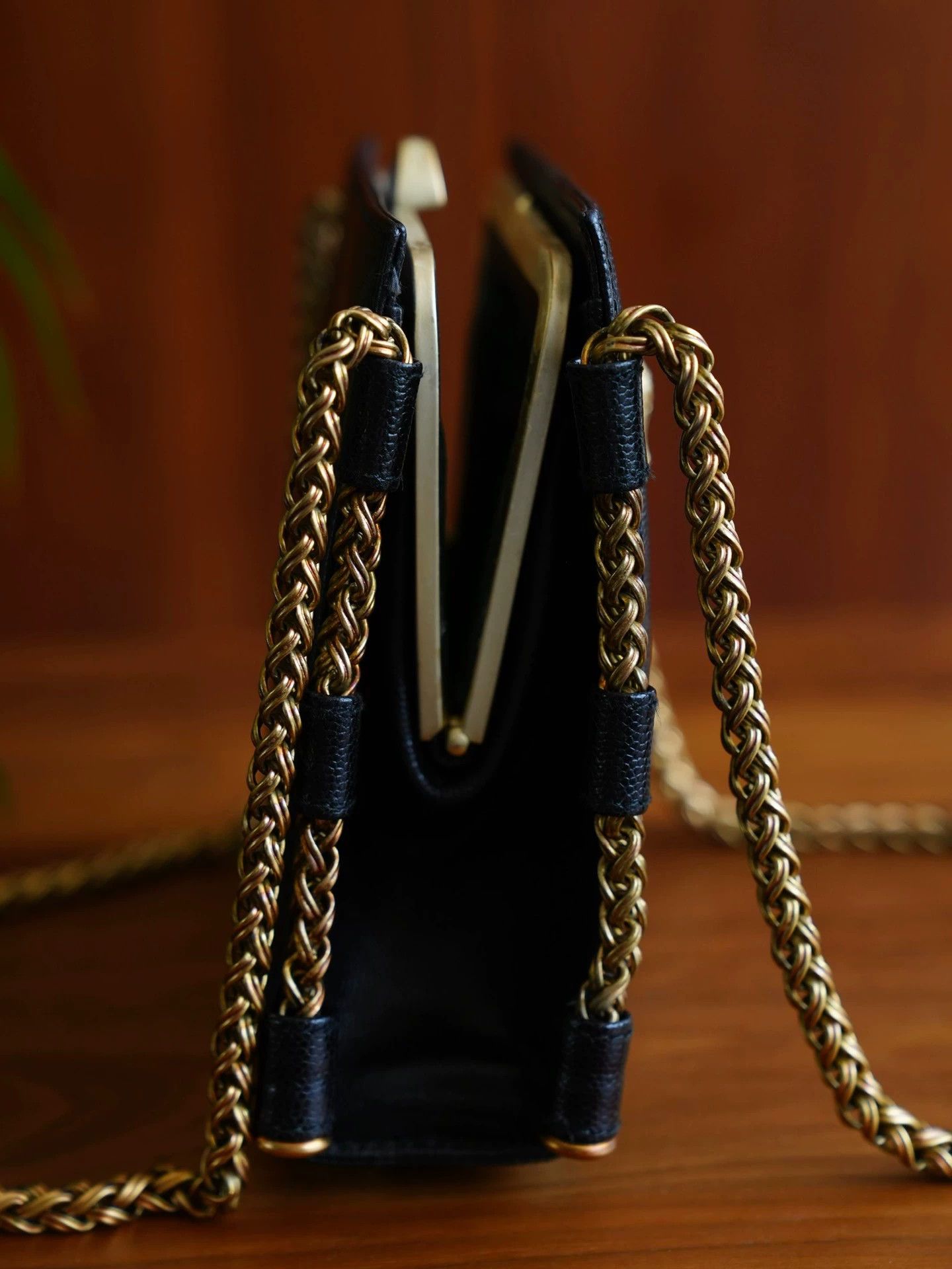 Other BKC Vintage Black Gold Leather Croc Woven Chain Crossbody Size ONE SIZE - 3 Thumbnail