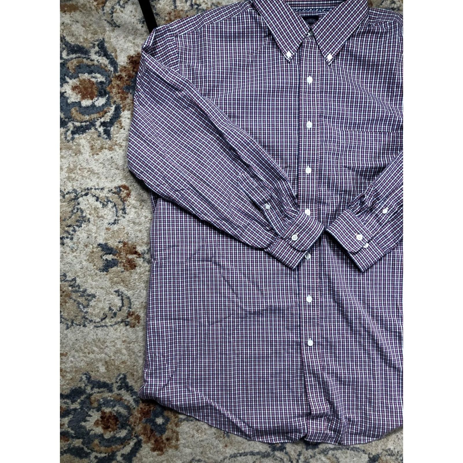 Brooks Brothers Brooks Brothers Shirt Mens 1XLT XL Tall Red Gingham Non Iron Supima Cotton Dress Shirt Button-Down Collar Long Sleeve Barrel Cuff Size US XL / EU 56 / 4 - 3 Thumbnail