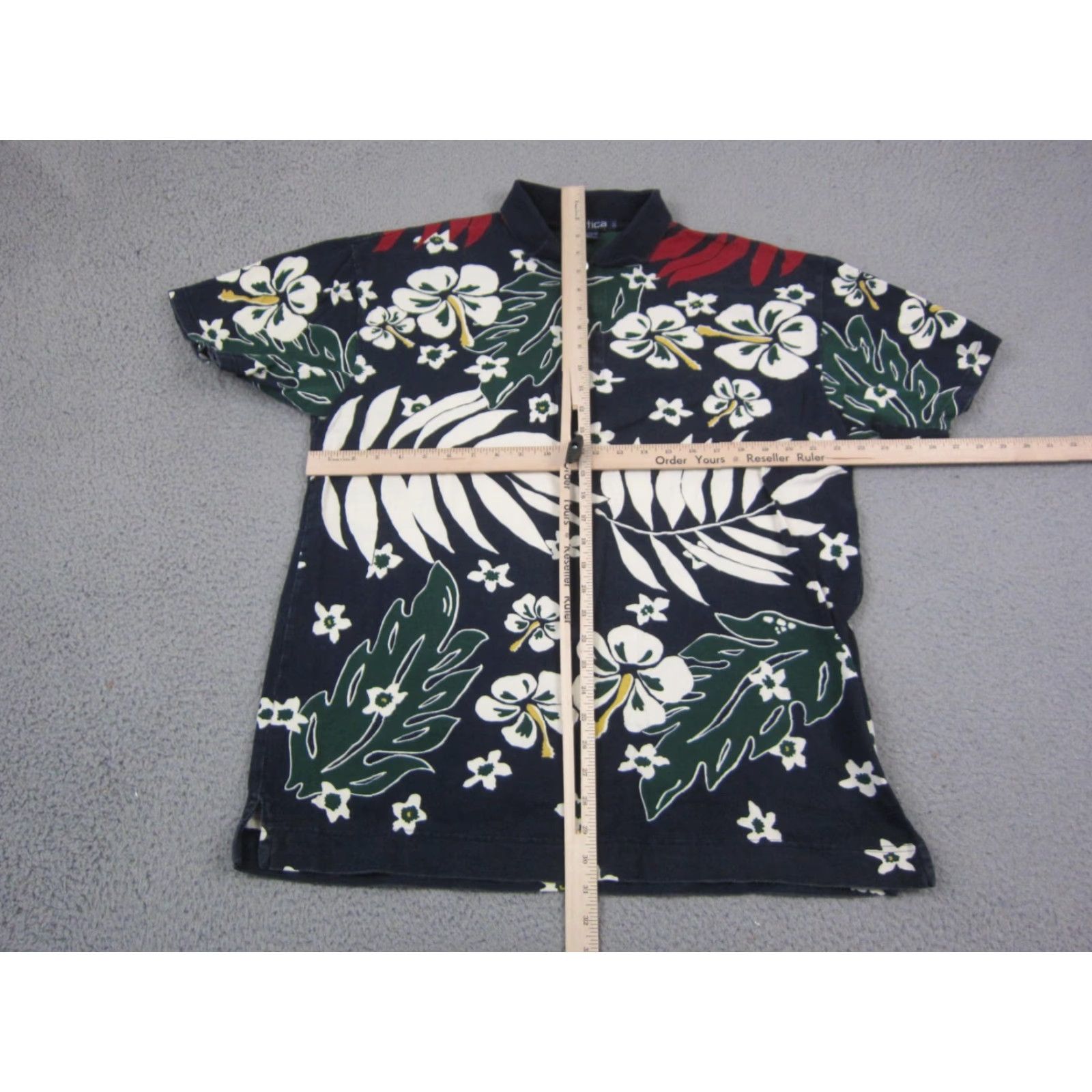 Nautica VINTAGE Nautica Polo Shirt Mens L Blue Floral Tropical 90s Golf Shirt Size US L / EU 52-54 / 3 - 5 Thumbnail