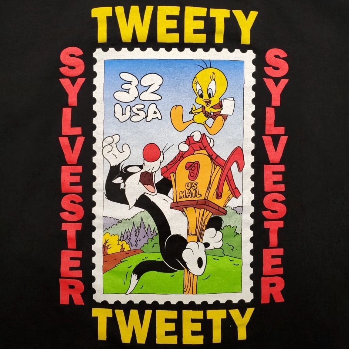 Vintage VTG Looney Tune Shirt Men XL Black Tweety Sylvester Made in USA Stamp Collection Size US XL / EU 56 / 4 - 2 Thumbnail