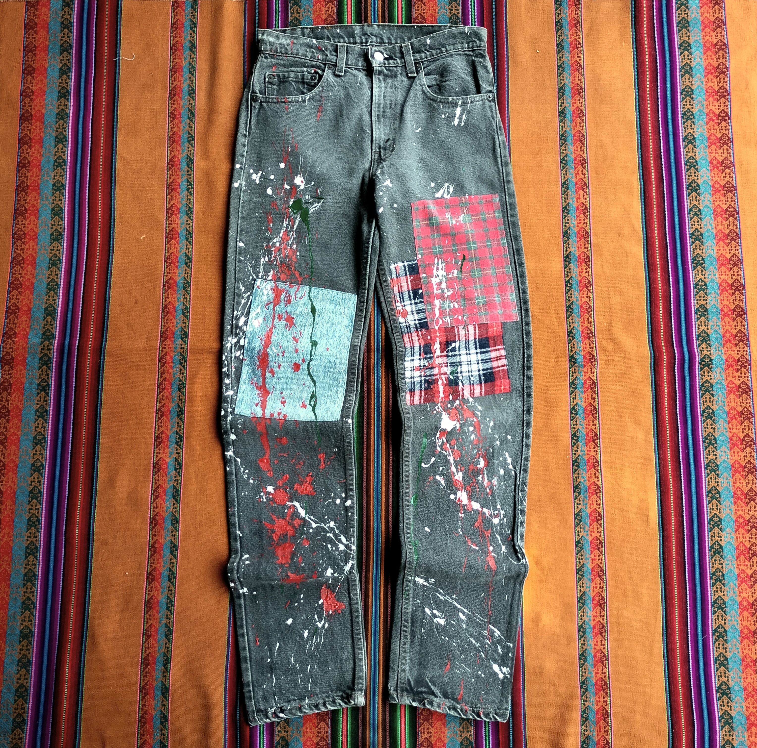 Vintage Levis 505 1 of 1 patchwork splash paint jeans