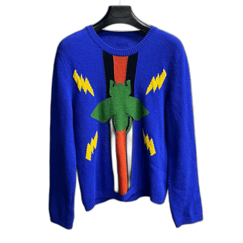 Gucci Gucci Blue Logo Knit Sweater with Pattern Size US S / EU 44-46 / 1 - 1 Thumbnail