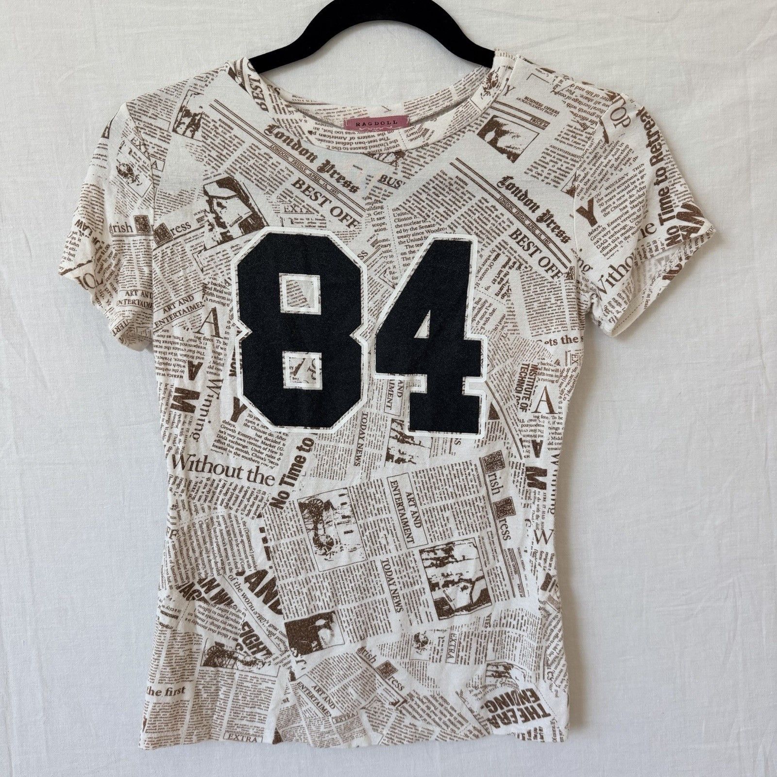 Other Ragdoll LA Newspaper Print Tee Shirt 84 Graphic Brown White Size M / US 6-8 / IT 42-44 - 2 Thumbnail