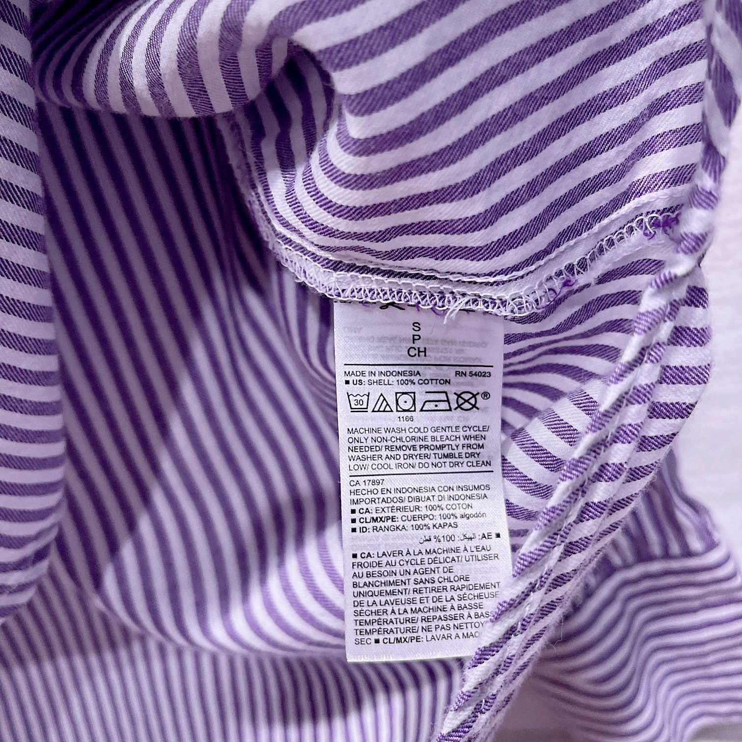 Old Navy OLD NAVY Striped Ruffle Shoulder Shirt Purple Womens Small Size S / US 4 / IT 40 - 6 Thumbnail