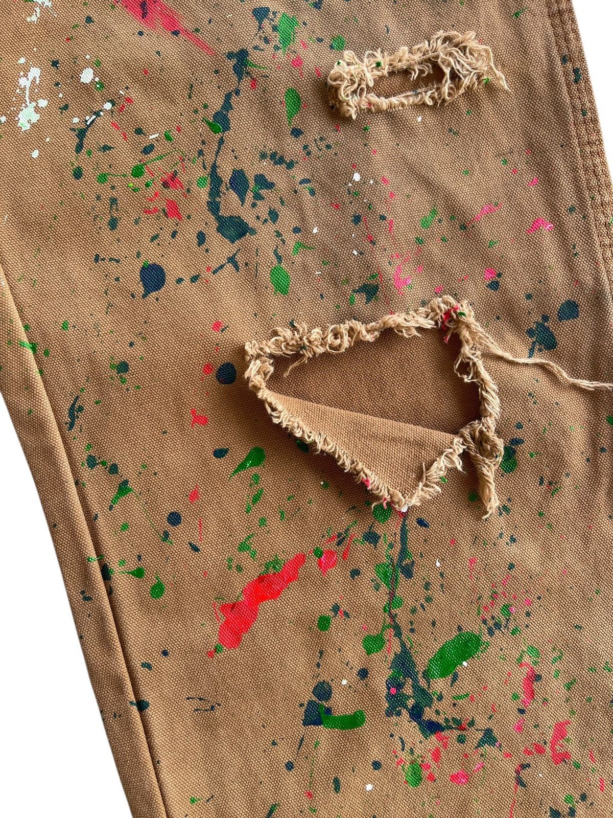 Vintage Dickies Paint Splatter Duck Fabric Distressed Carpenter Size US 33 - 17 Thumbnail