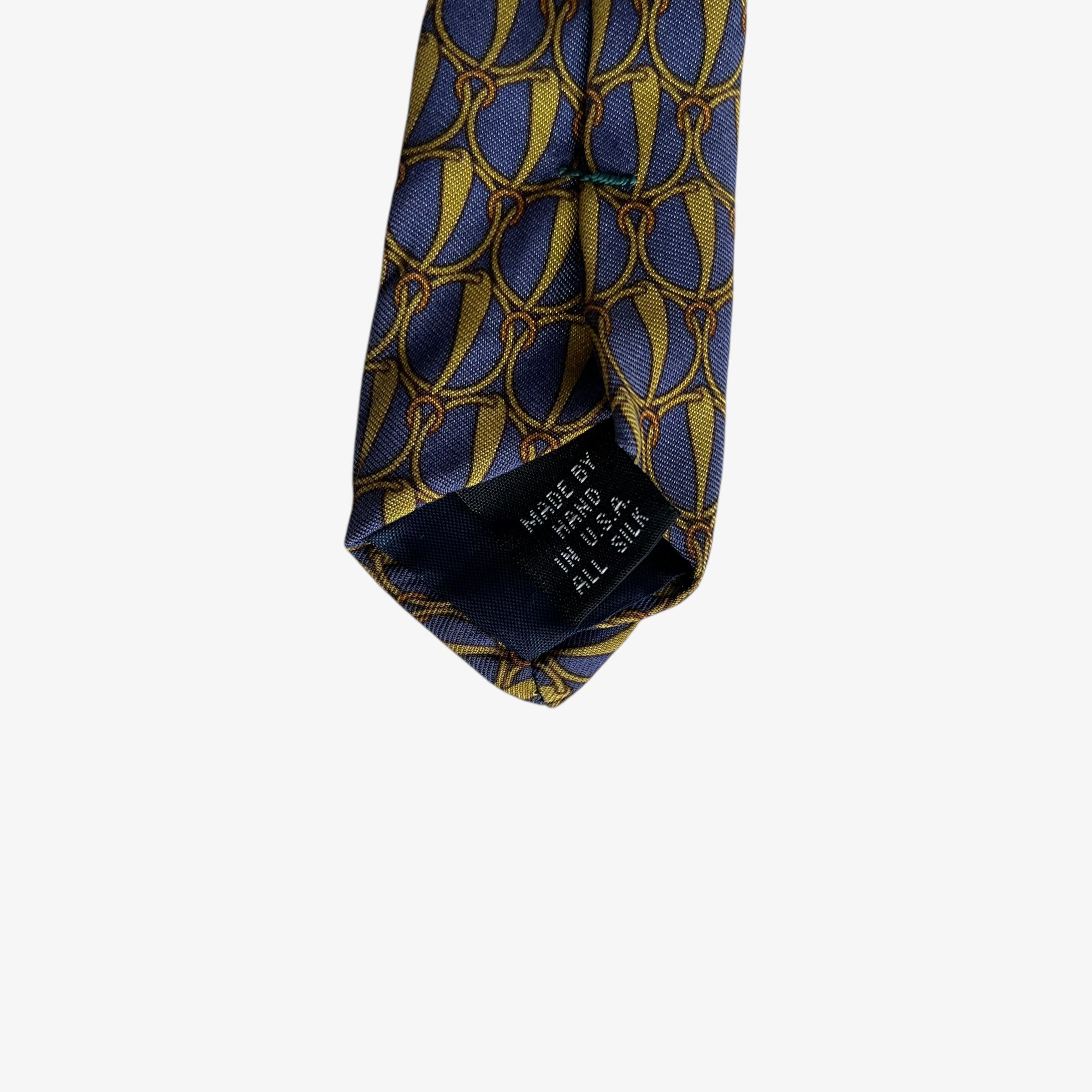 J.Crew Vintage 90s J Crew Geometric Equestrian Chain Print Silk Tie Size ONE SIZE - 3 Thumbnail