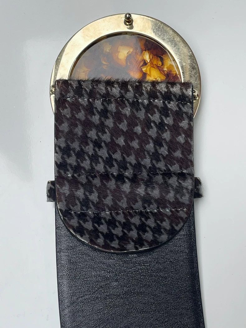 Giorgio Armani Giorgio Armani Extra Wide Houndstooth Amber Belt 2504-Nexta Size ONE SIZE - 5 Thumbnail