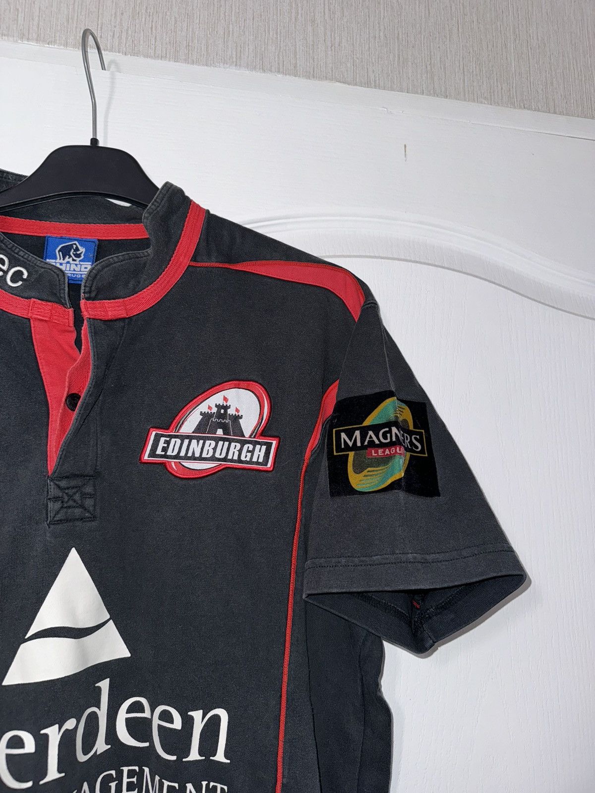 Vintage Edinburgh Union 2009 Black Rhino Rugby Jersey Maillot L sz Size US L / EU 52-54 / 3 - 7 Thumbnail