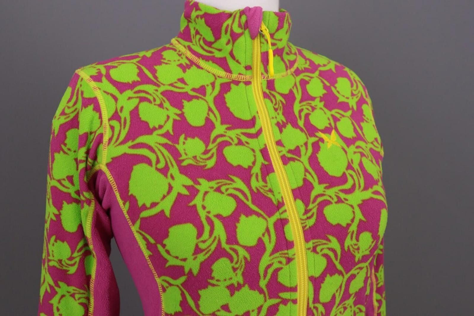 Designer Kari Traa Green Floral Full Zip Fleece Jacket Size S Size S / US 4 / IT 40 - 5 Thumbnail