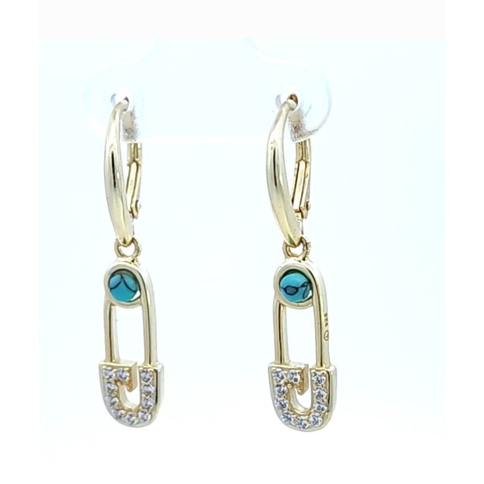 Other Paperclip Link Drop Earrings Sterling Silver 925 color gold Size ONE SIZE - 2 Thumbnail