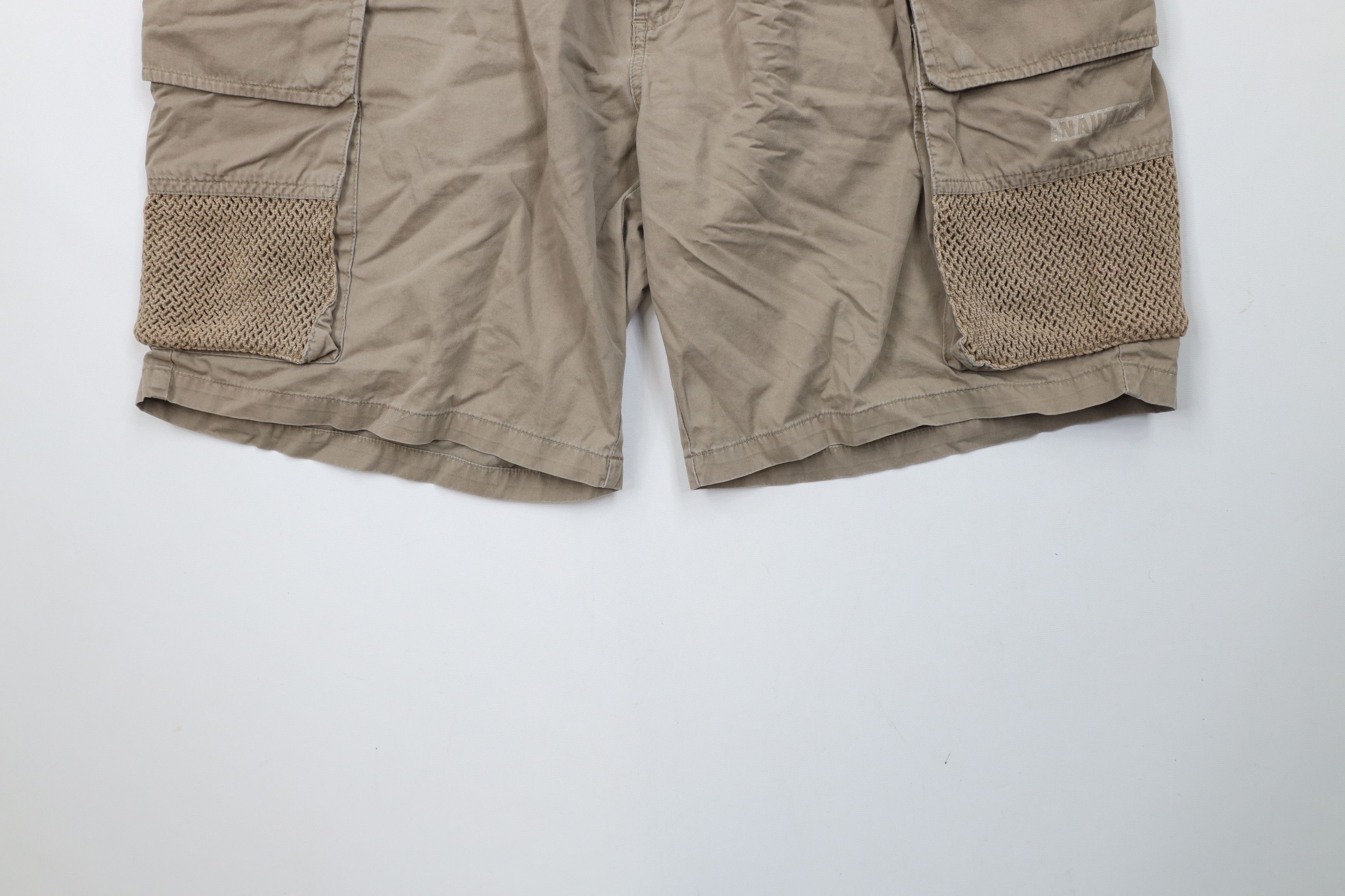 Nautica × Vintage Vintage 90s Nautica Spell Out Belted Mesh Cargo Shorts Beige Size US 34 / EU 50 - 4 Thumbnail