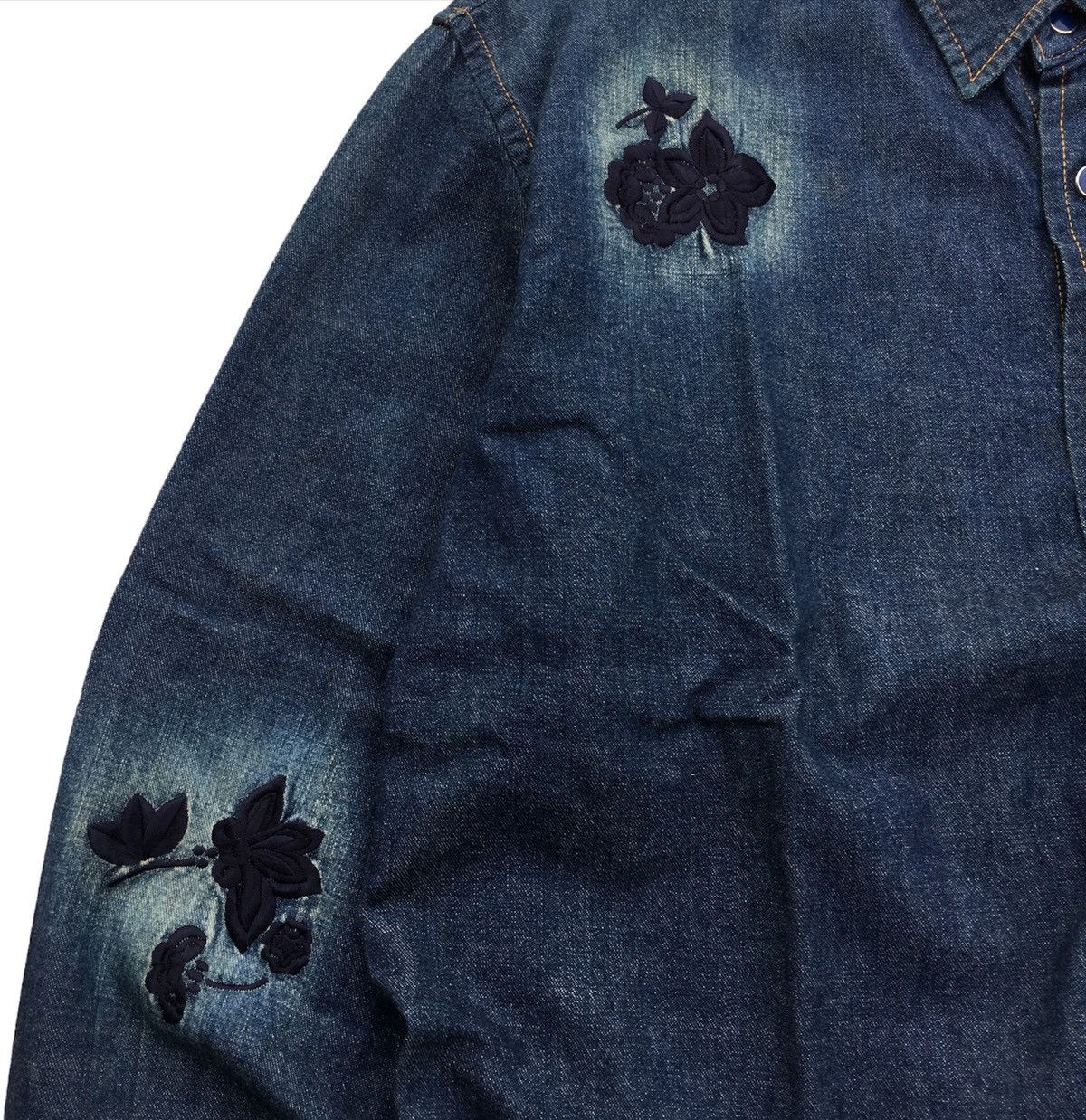 Yohji Yamamoto YS For Men Flower Denim Shirt Size US L / EU 52-54 / 3 - 3 Thumbnail