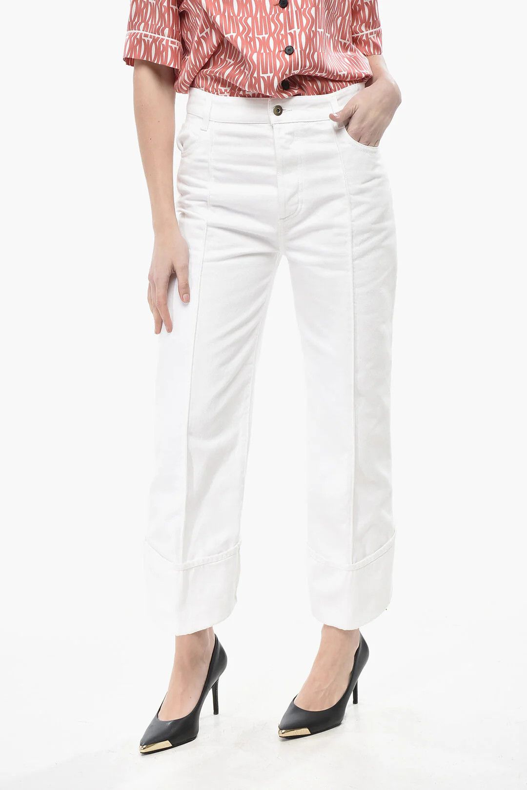 Bottega Veneta og1mm0426 Cotton Pant in White Size 26" / US 2 / IT 38 - 1 Thumbnail