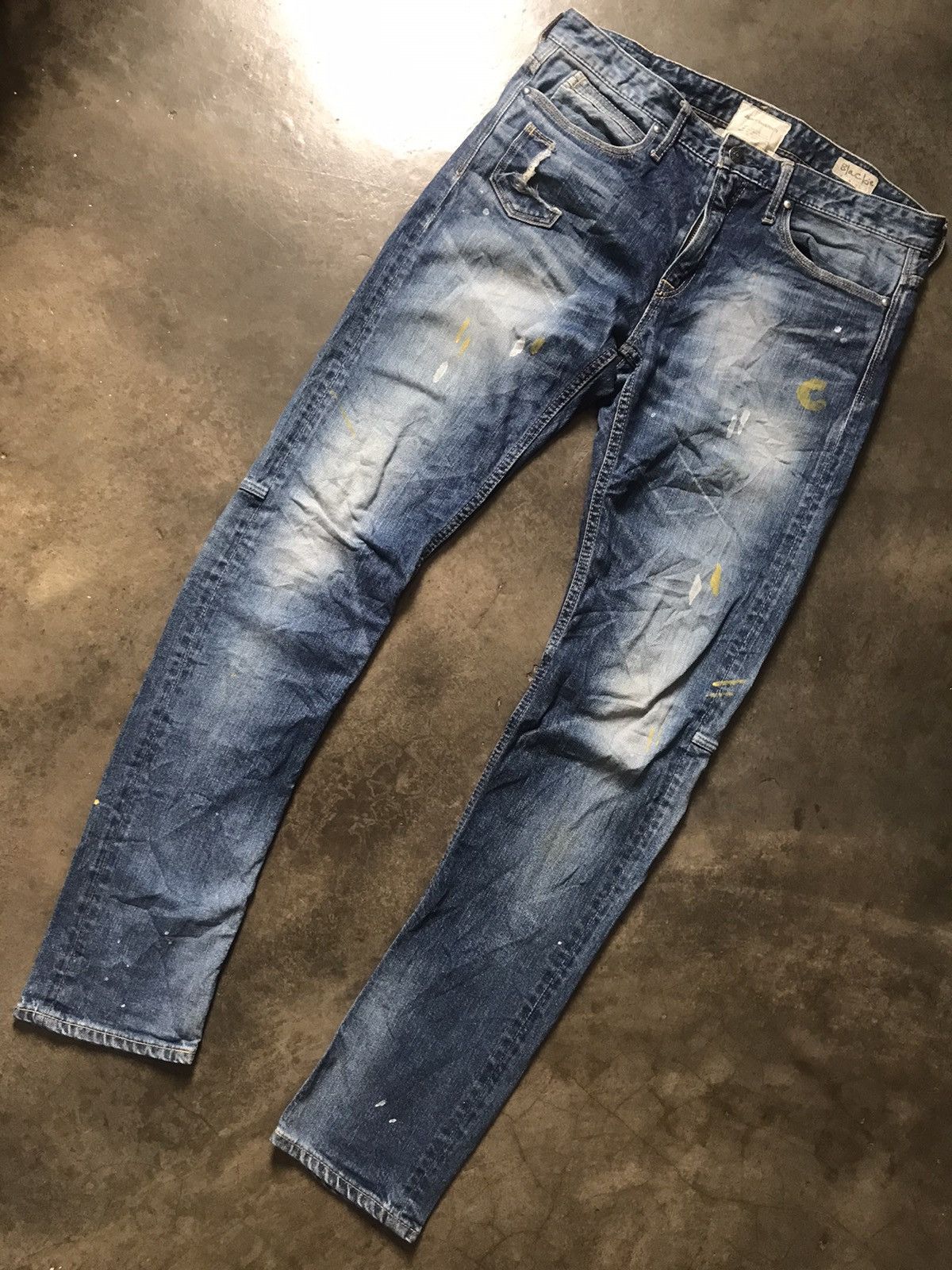 Jimmy Taverniti × Taverniti × Vintage Jimmy Taverniti - Blackie Fade Washed Splattered Paint Jeans Size US 30 / EU 46 - 3 Thumbnail
