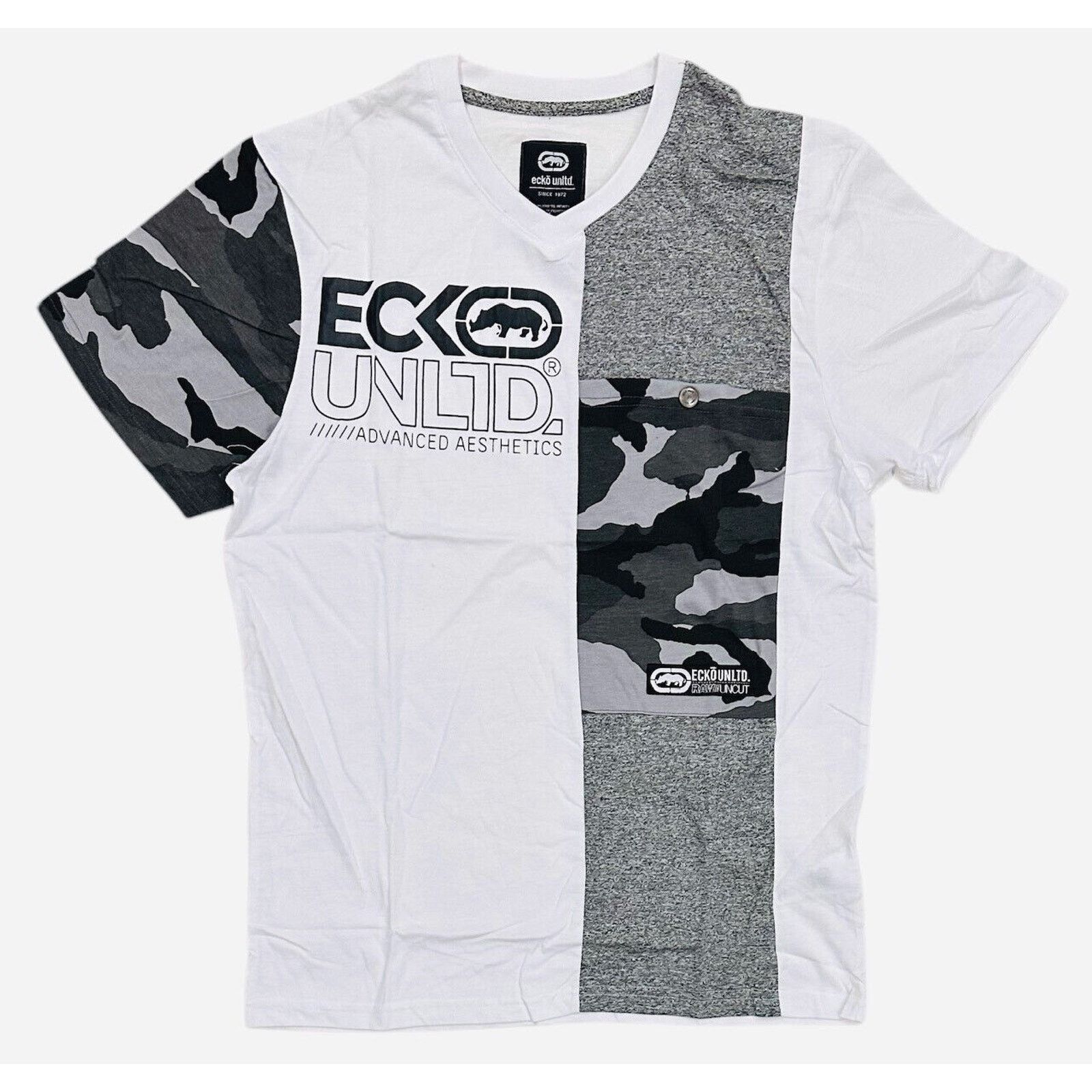 Ecko Unltd. Ecko Unltd V-Neck T-Shirt Stitched Colorblock Pocket Tee Size US XL / EU 56 / 4 - 1 Thumbnail