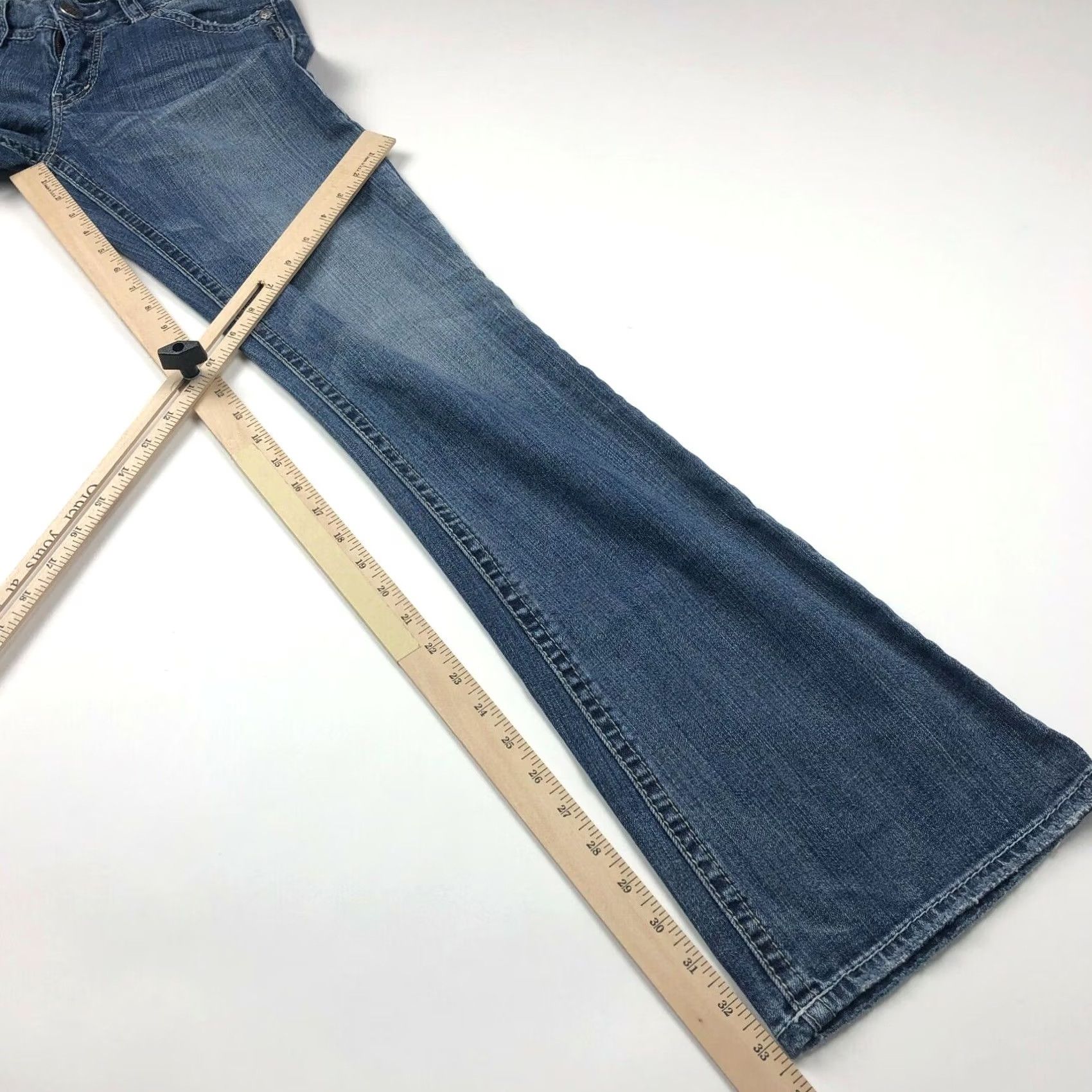 Vintage Silver Suki Flare Jeans 27W 34L Stretch Denim Cotton Blend 28in Waist 33.5in Inseam Women Size 27 Regular Blue Vintage: No Size 27" / US 4 / IT 40 - 3 Thumbnail