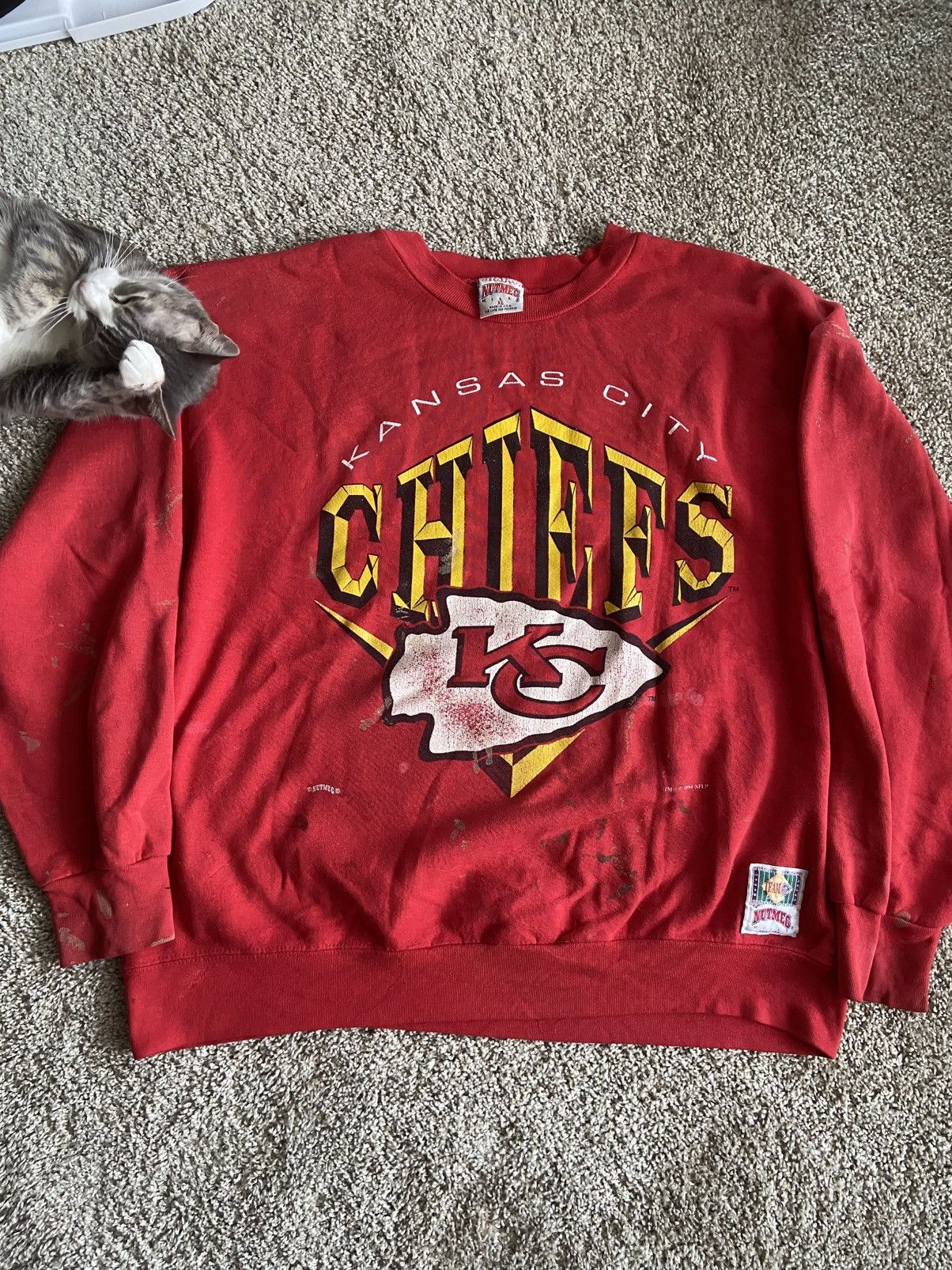 NFL × Nutmeg × Vintage 1994 Kansas City Chiefs Nutmeg Crewneck Size US XL / EU 56 / 4 - 1 Thumbnail