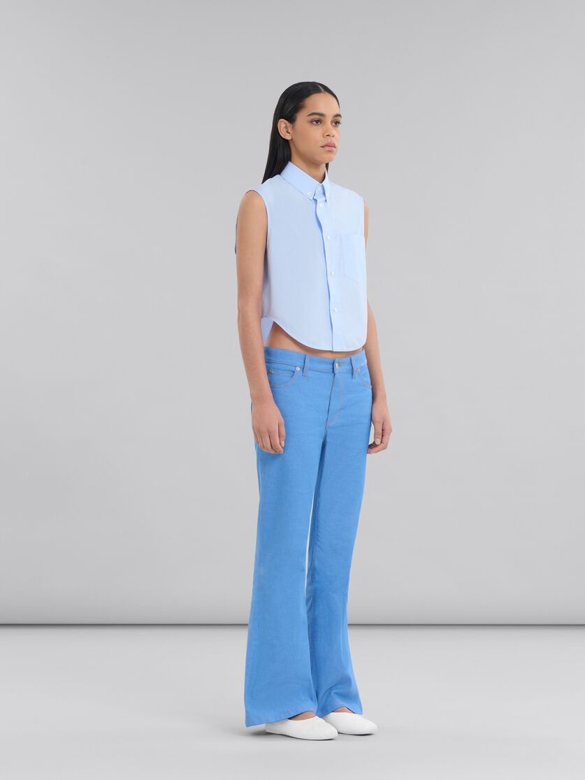 Marni oc11z0525 Organic Poplin Cropped Shirt in Blue Size L / US 10 / IT 46 - 4 Thumbnail