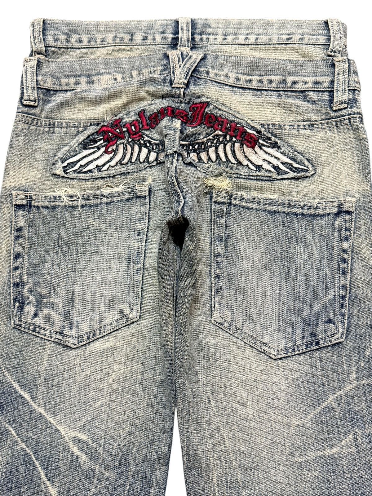 If Six Was Nine Vintage Japan Nylaus Faded Lighting Thunder Wash Wide Leg Size US 31 - 5 Thumbnail
