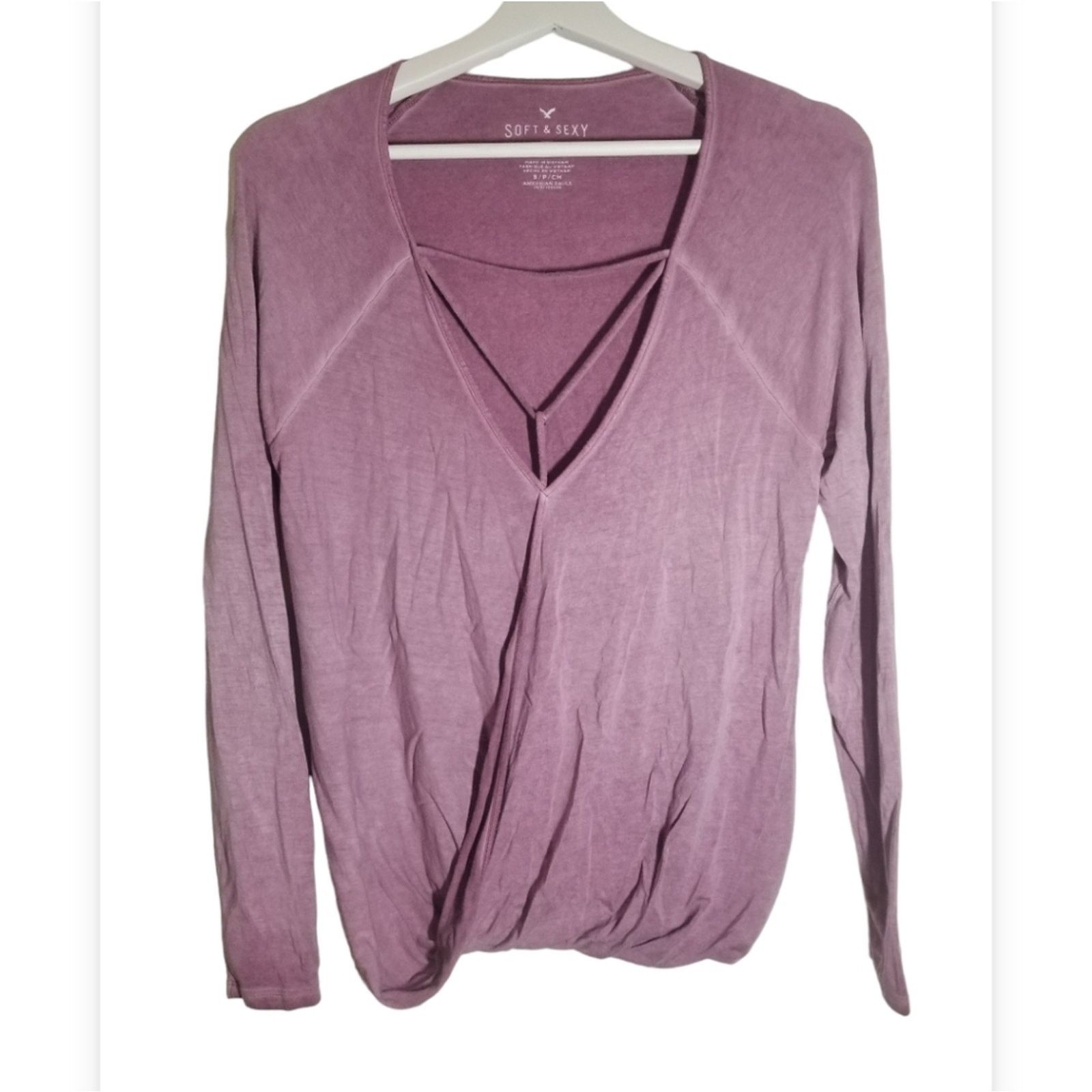 American Eagle Outfitters American Eagle Soft and Sexy Purple Cross Front Tee Size S / US 4 / IT 40 - 1 Thumbnail