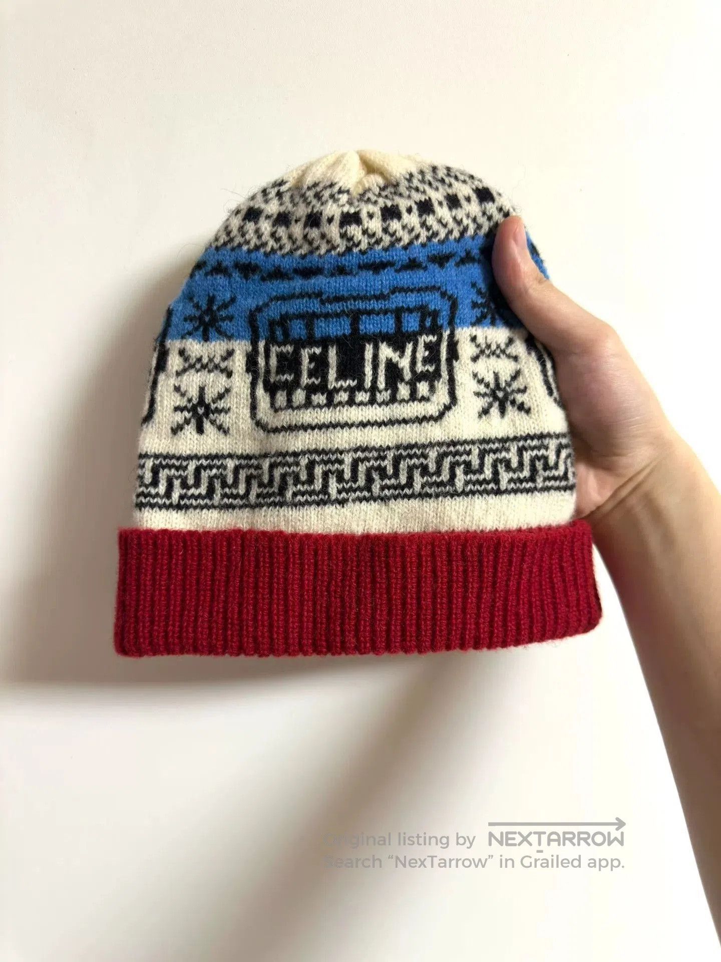 Celine celine logo knitted winter beanie hat. Size ONE SIZE - 1 Thumbnail