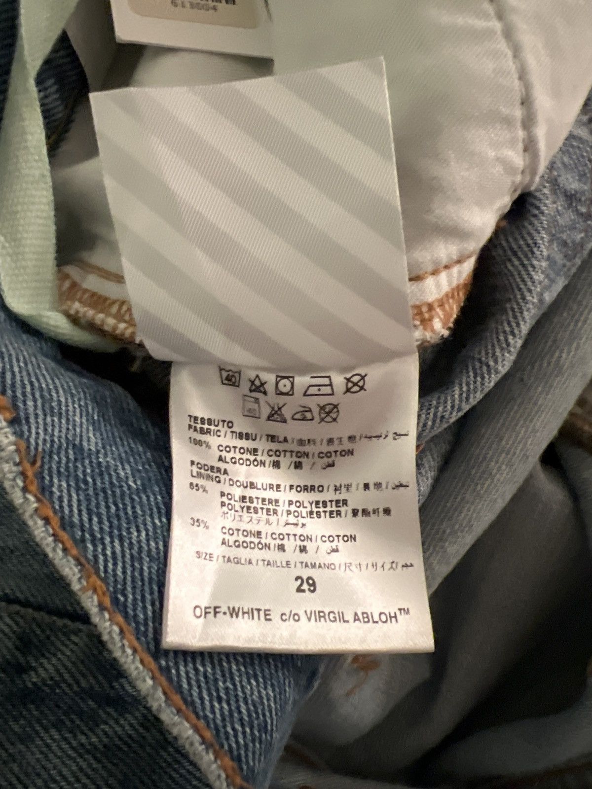 Off-White OFF-WHITE Two Tone Mod.Split Split Baggy 5 Pocket Jeans Blue Size 29" - 7 Thumbnail