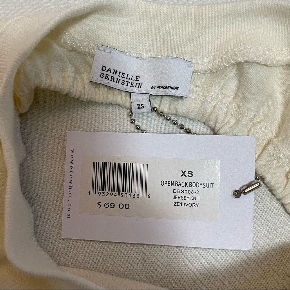 Other NWT New Danielle Bernstein Open Back Cotton Ivory Bodysuit Size XS / US 0-2 / IT 36-38 - 7 Thumbnail