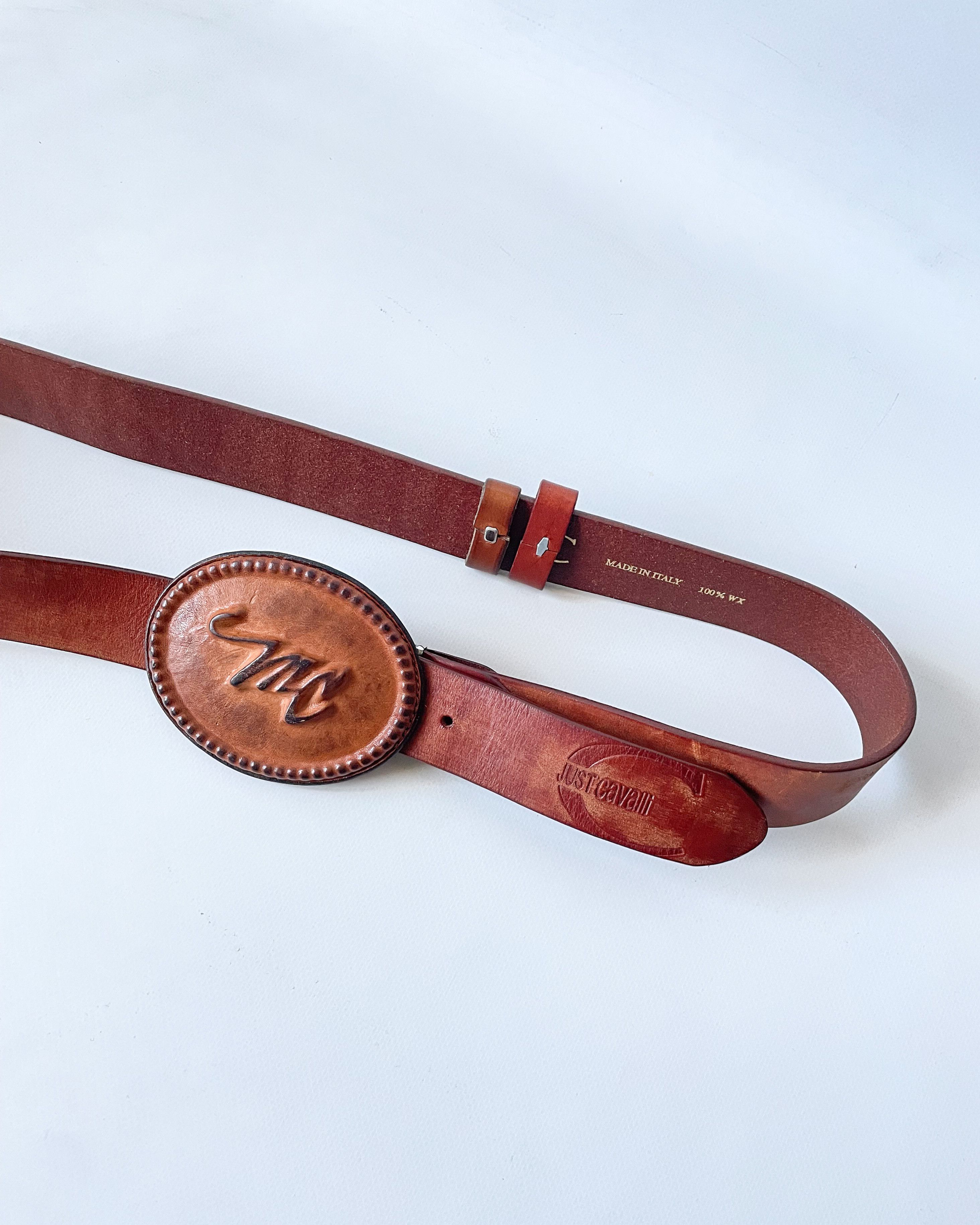 Just Cavalli Just Cavalli Embossed Logo Buckle Belt Size 38 - 11 Thumbnail