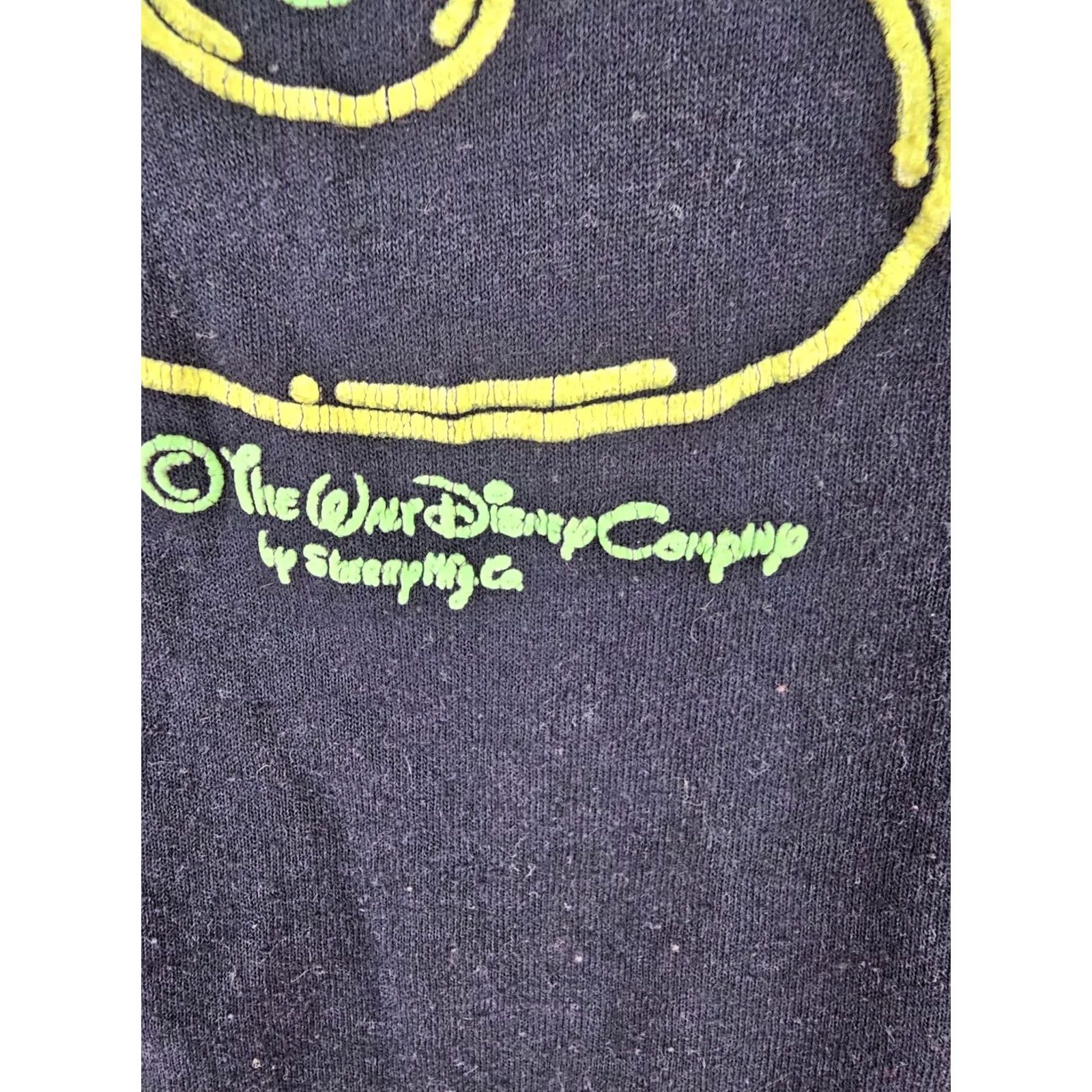 Disney VINTAGE Disney T-Shirt Mens Small Mickey Mouse Black Cotton 80s Short Sleeve Round Neck Paper Thin Single Stitch Count 16in Chest 23in Length Size US S / EU 44-46 / 1 - 3 Thumbnail