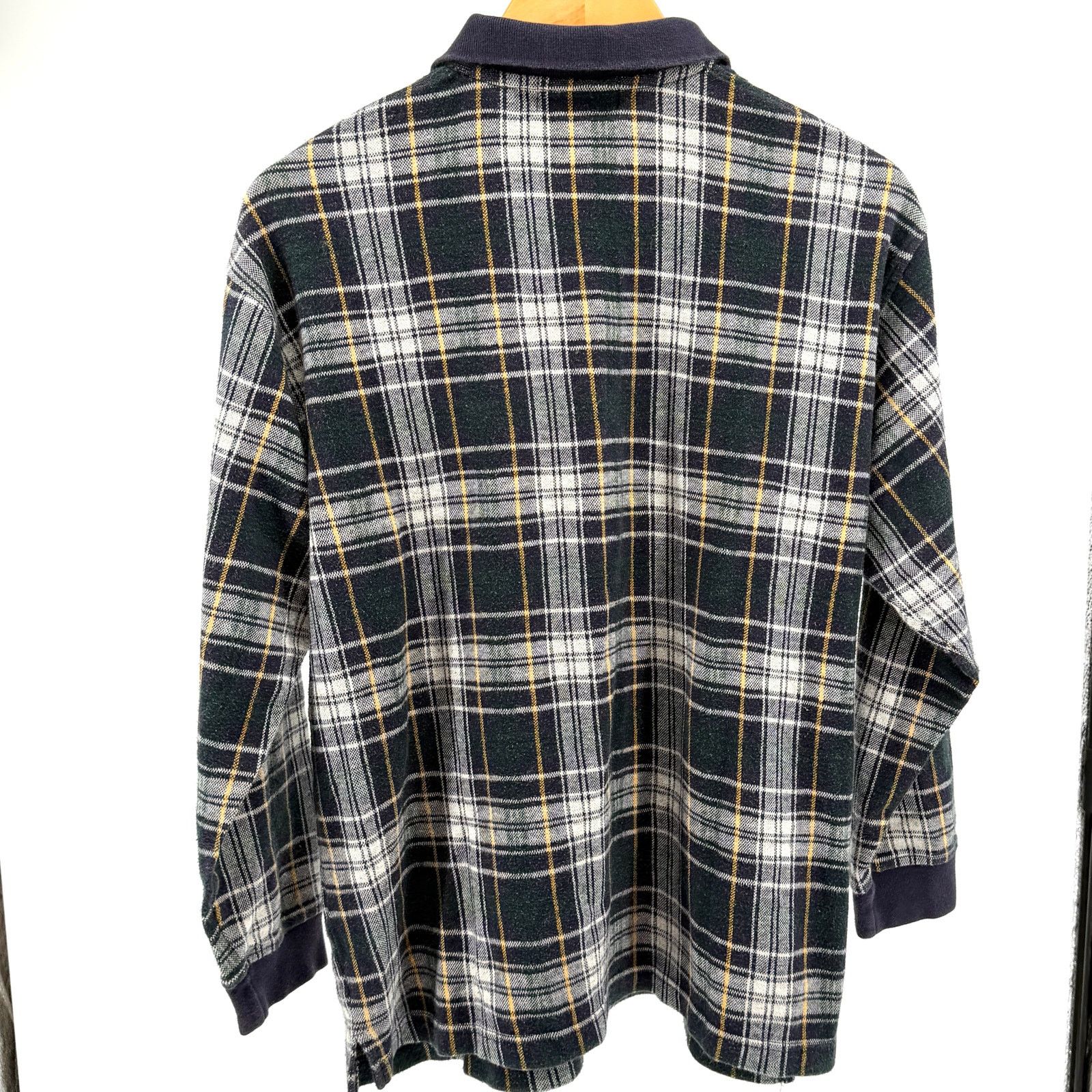 Lord & Taylor Vintage 90s 100% Cotton Blue Green Woven Knit Plaid Polo Size L / US 10 / IT 46 - 5 Thumbnail