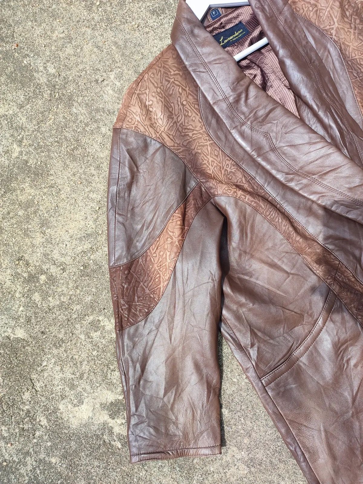 Genuine Leather Vintage Lamandora Two-Tone Leather Coat – Made in Japan Size US M / EU 48-50 / 2 - 4 Thumbnail