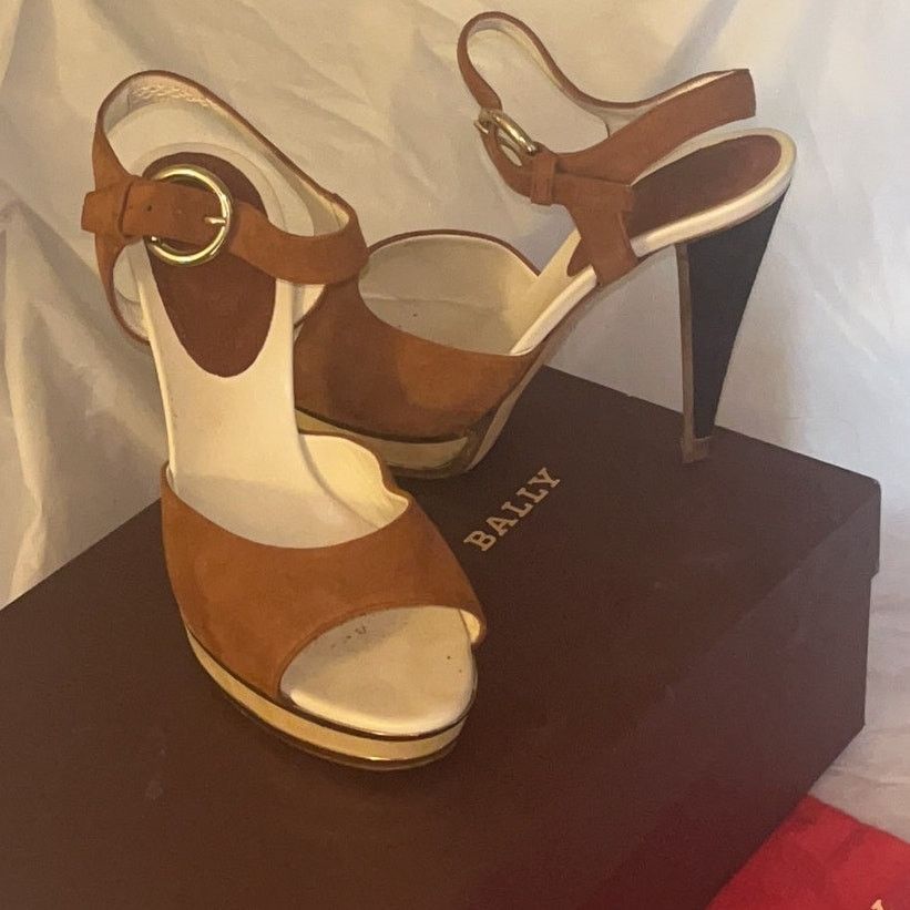 Bally Bally Tri Color Suede Pumps Open Toe Sandals SZ: 5 With Box Size US 5 / IT 35 - 17 Thumbnail